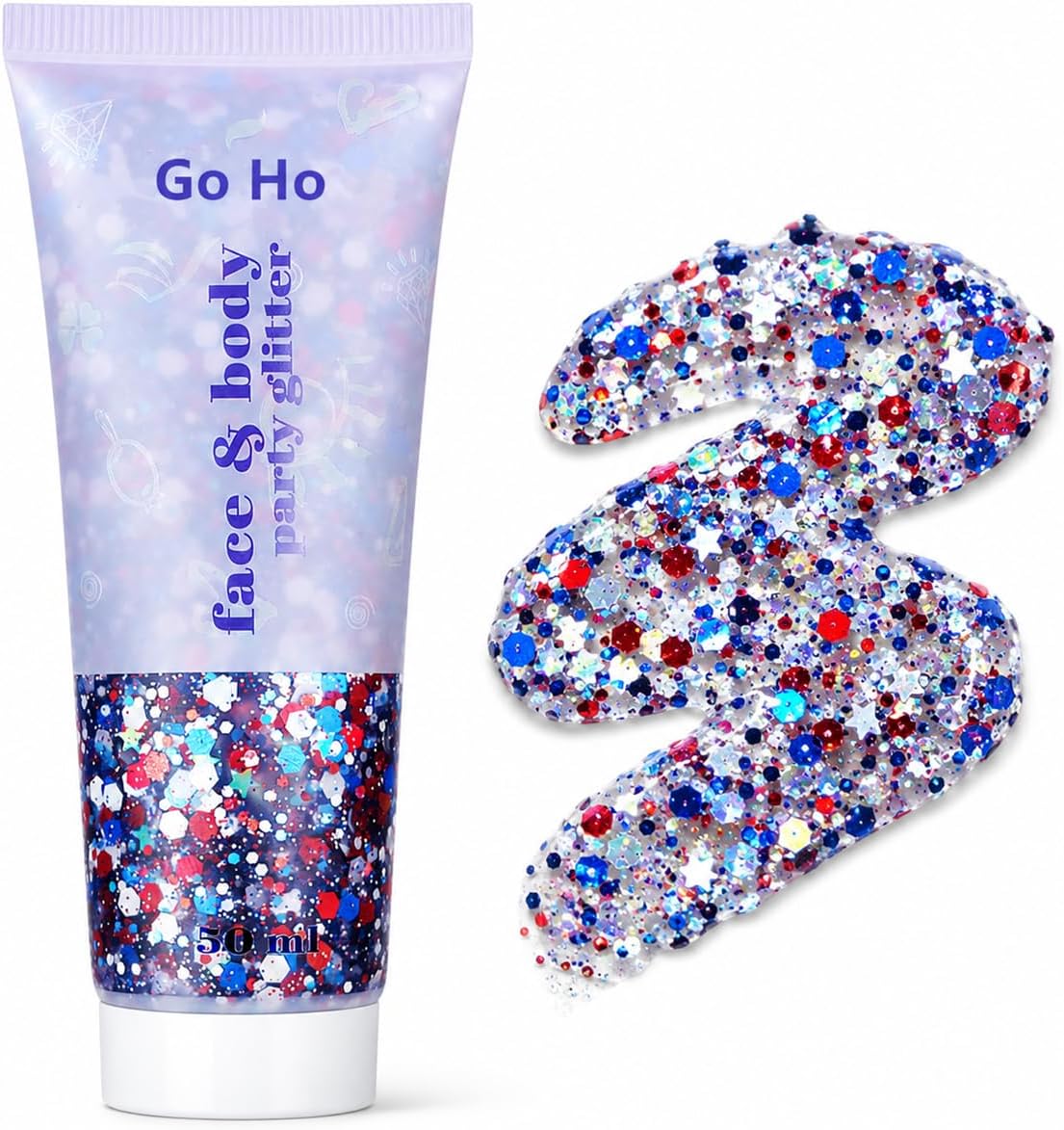 Red White and Blue Body Glitter - Patriotic USA Flag Face & Hair Glitter for 4th of July | Holographic Chunky Sequins