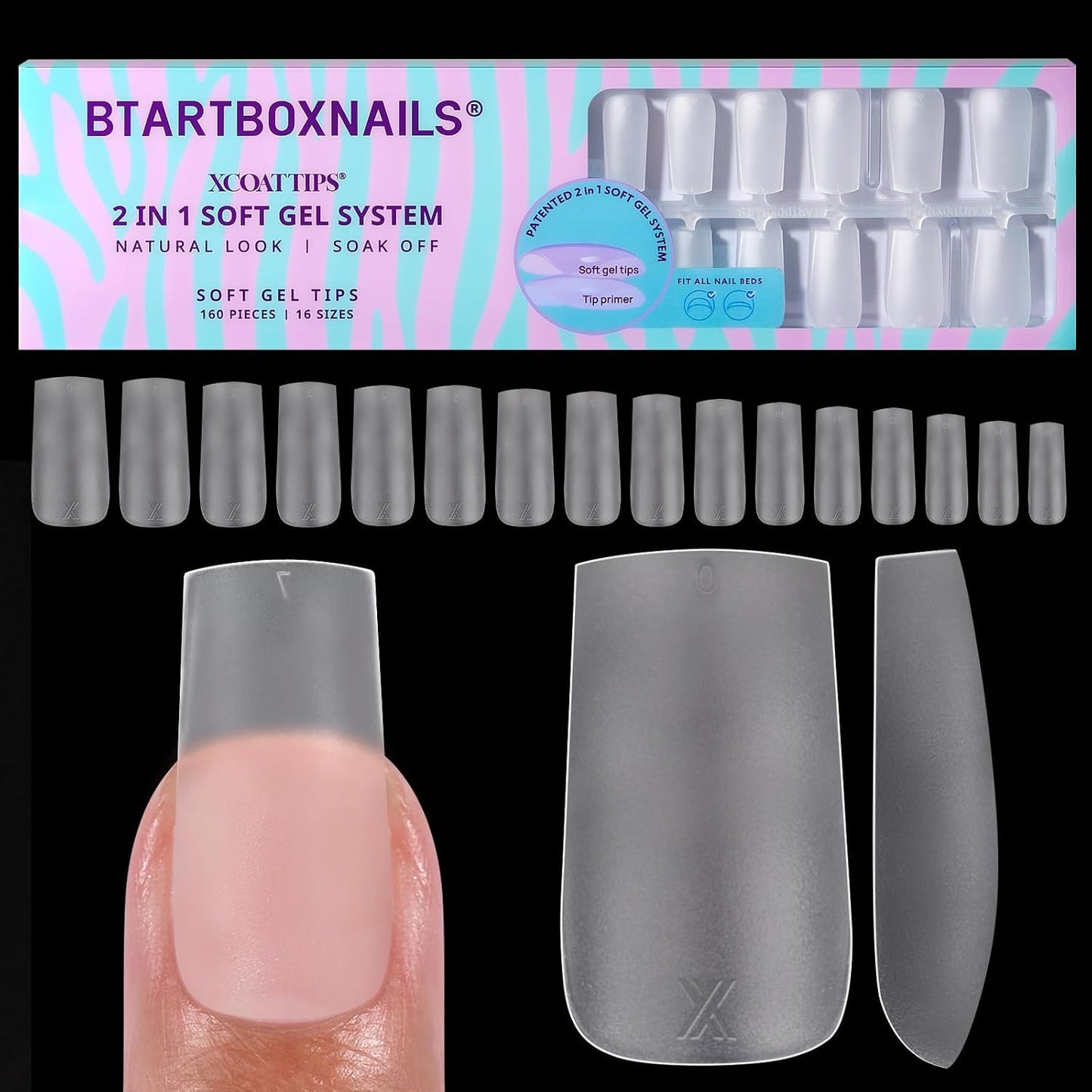 BTArtbox Press-On Nails - 5 Shades of Nude Long Stiletto | 16 Sizes for Easy Application & 4-Week Wear