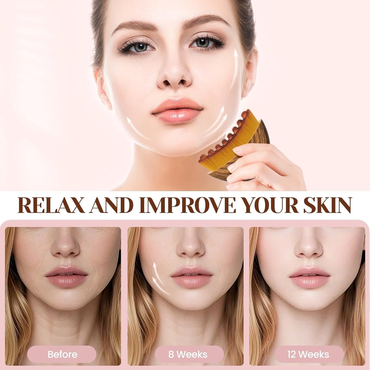 Lymphatic Drainage Face Brush - Sculpting Massager with Soft Bristles | Portable Gua Sha Tool for All Skin Types
