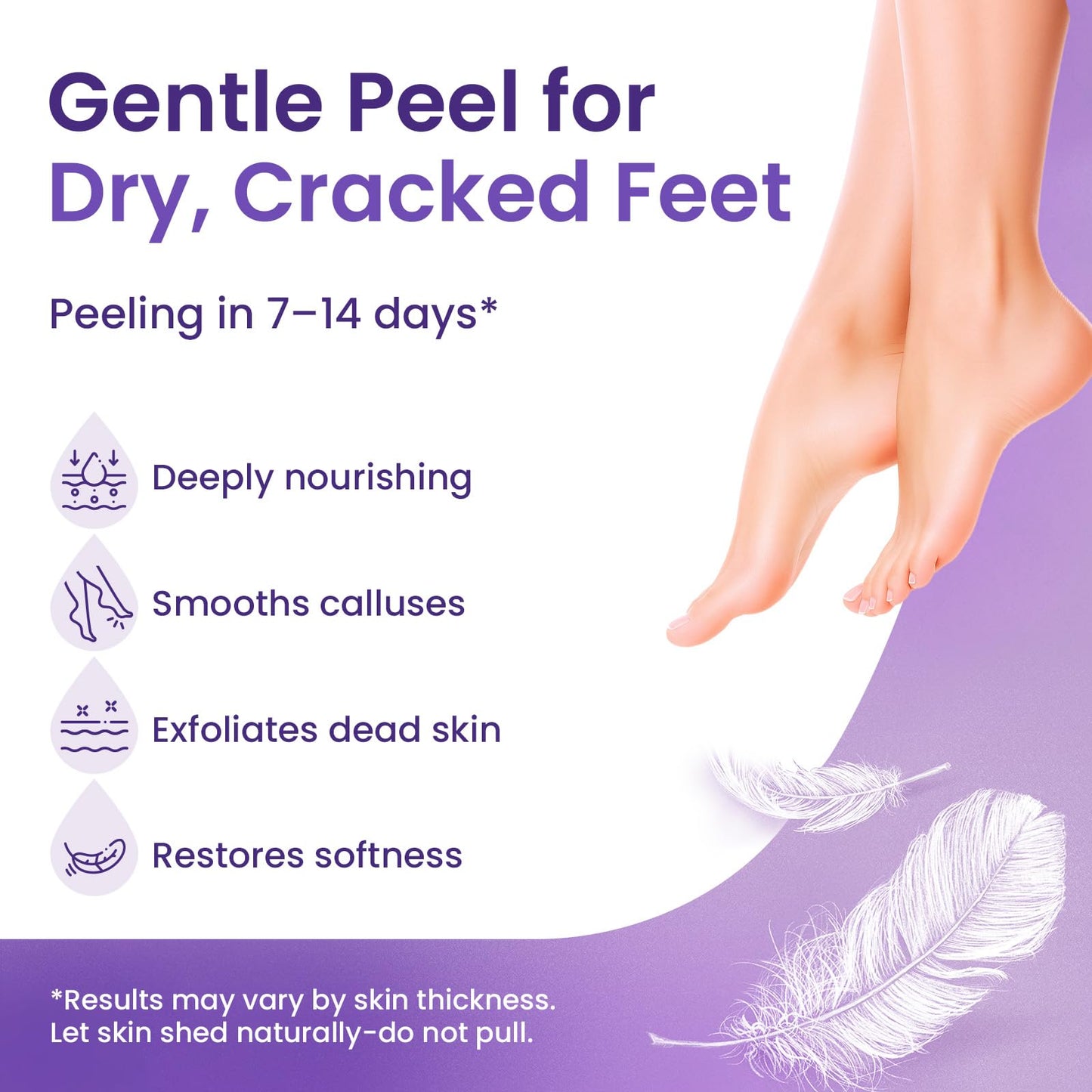 BLOOMORA Foot Peeling Mask (6 pairs) Exfoliating Foot Mask for Dry Cracked Feet with Lavender & Shea Butter, Dead Skin & Callus Remover for Feet, Exfoliating Socks for Women & Men, One Size Fits Most