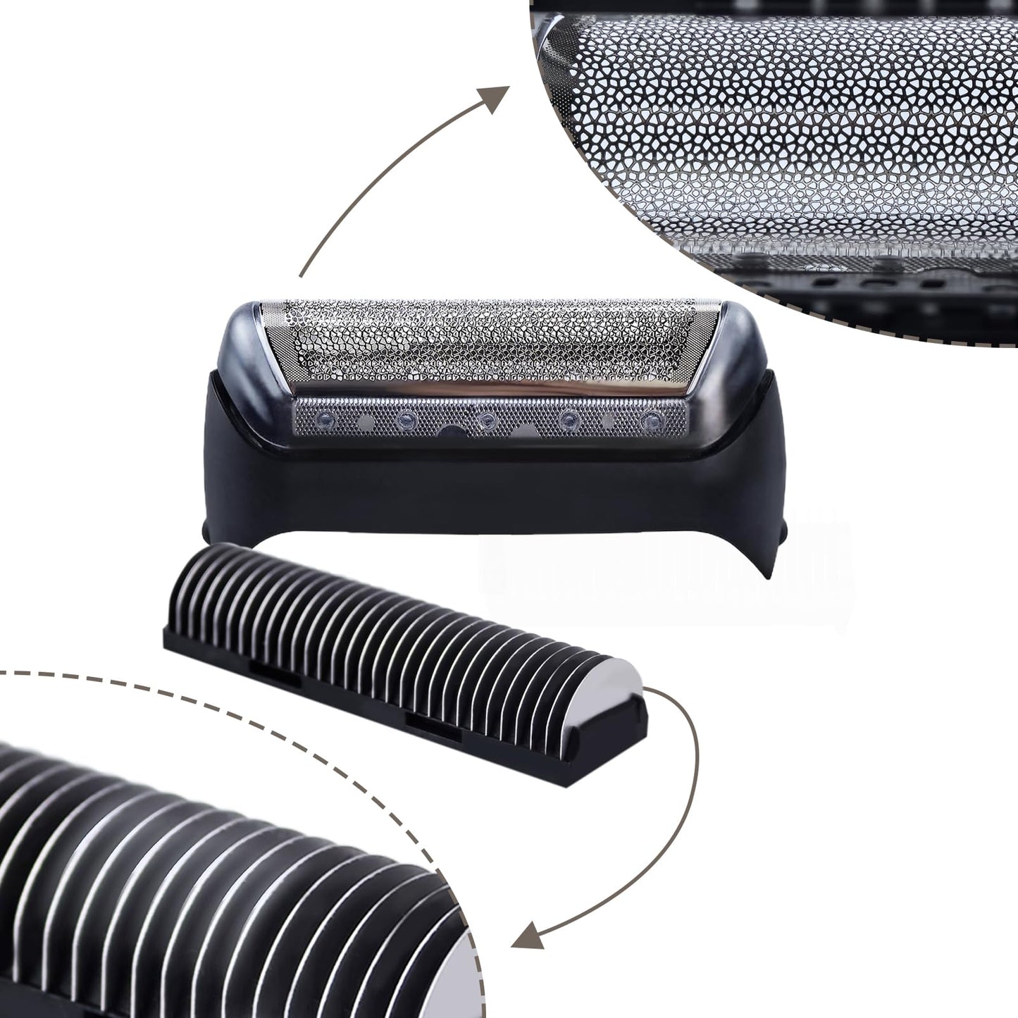 Series 1 10B Foil & Cutter Replacement Head, Razor Replacement Foil & Cutter Cassette with Bra-un Cruzer, 10B/20B 1000/2000 Series, Shaver Head Set Compatible with 190 1735 1775 5728 5729 170S