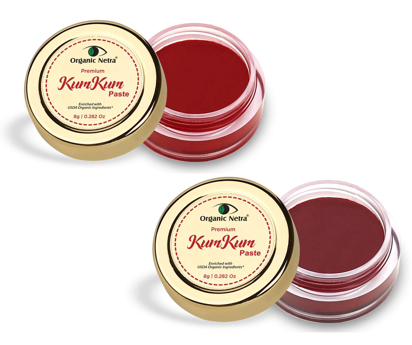 Organic Netra Sindoor/Kumkum Paste Waterproof Long lasting, Smudge Proof Sindoor Pure and Natural Deep Red Colour, Natural and Organic Ingredients, 8gm Each (Maroon & Red)