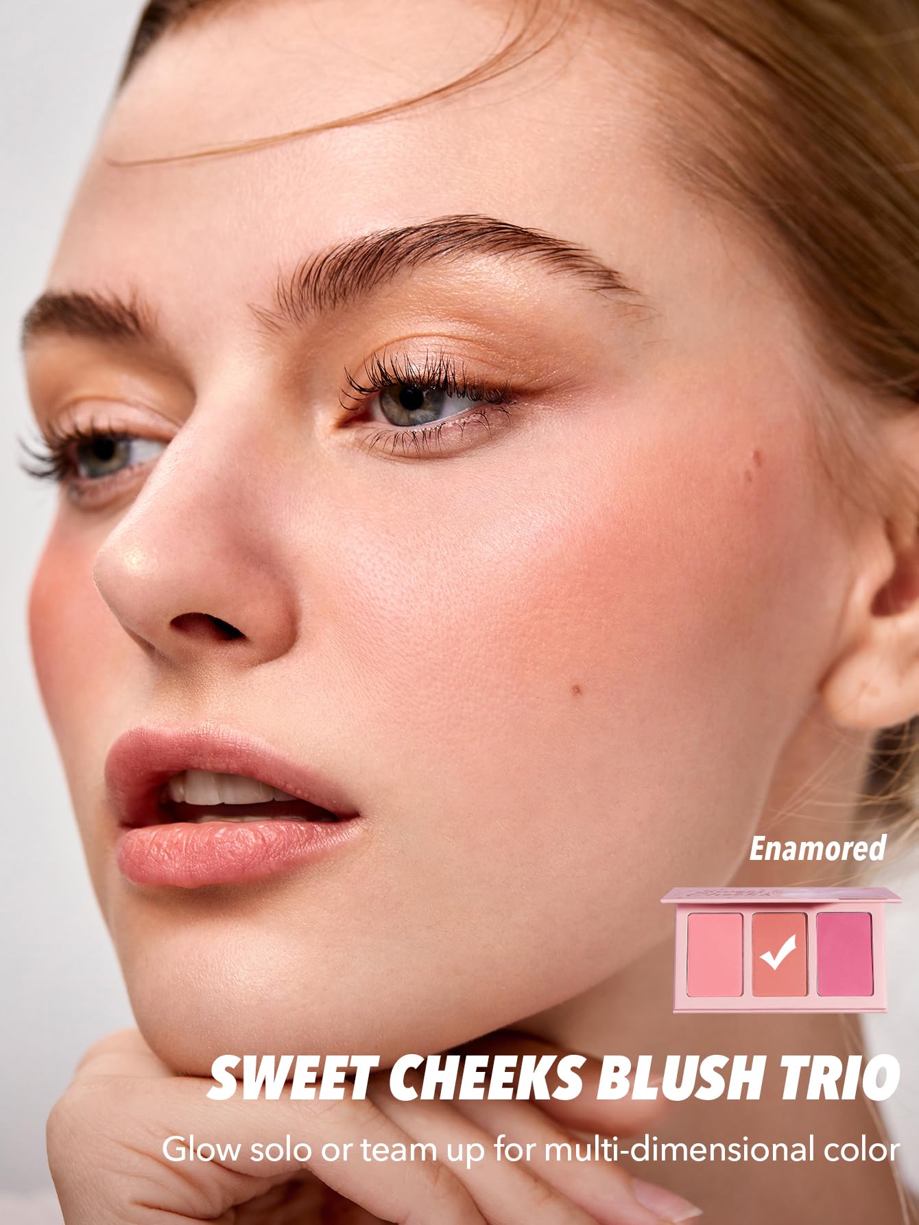 SHEGLAM Sweet Cheeks Blush Trio Blush Powder Silk High Pigment Blush for Cheek-Enamored