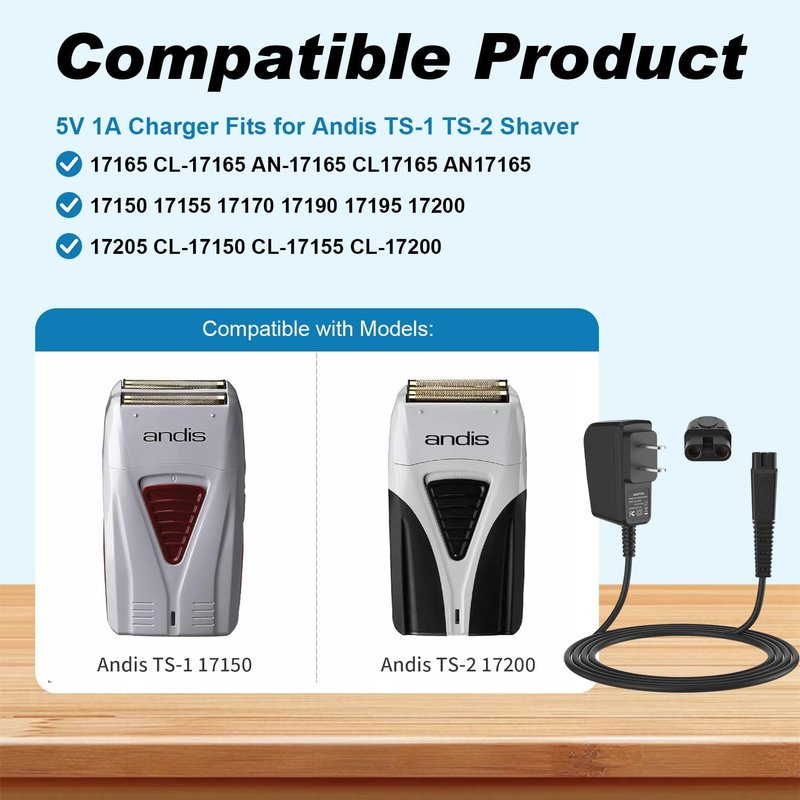 Xxszhy 5V 1A Adapter for Andis Shaver Charger Power Cord, Replacement Andis Charger Compatible with 17150 17165 TS-1 TS-2 Foil Shaver