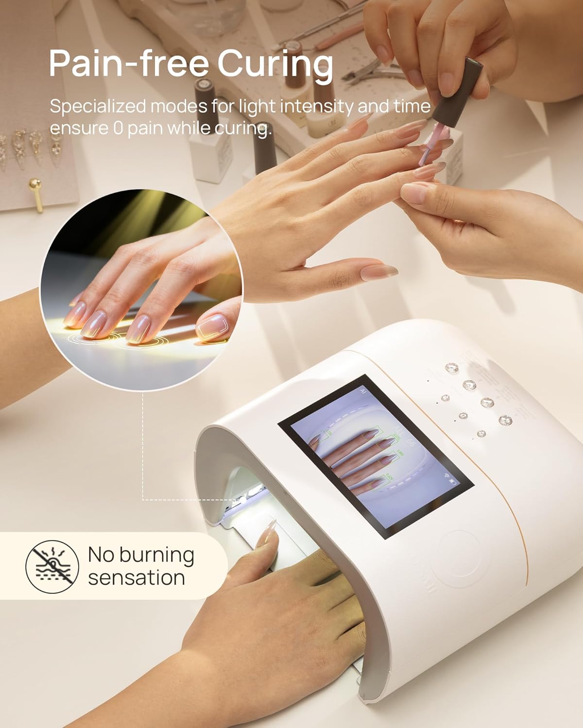 UV LED Nail Lamp - Smart Precision Scan Reduces UV Exposure | 109 LED Nail Dryer with HD Display, Fast Curing Light for Salon & Home, Pink