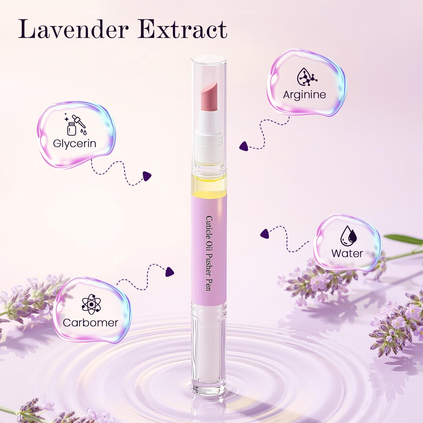 2 in 1 Cuticle Remover Pen,Ceramic Cuticle Oil Pusher Pen for Hangnails Dry Nails, Nail Pusher Tool for Repair Nourish Moisturize Brighten Nails 4 Pcs