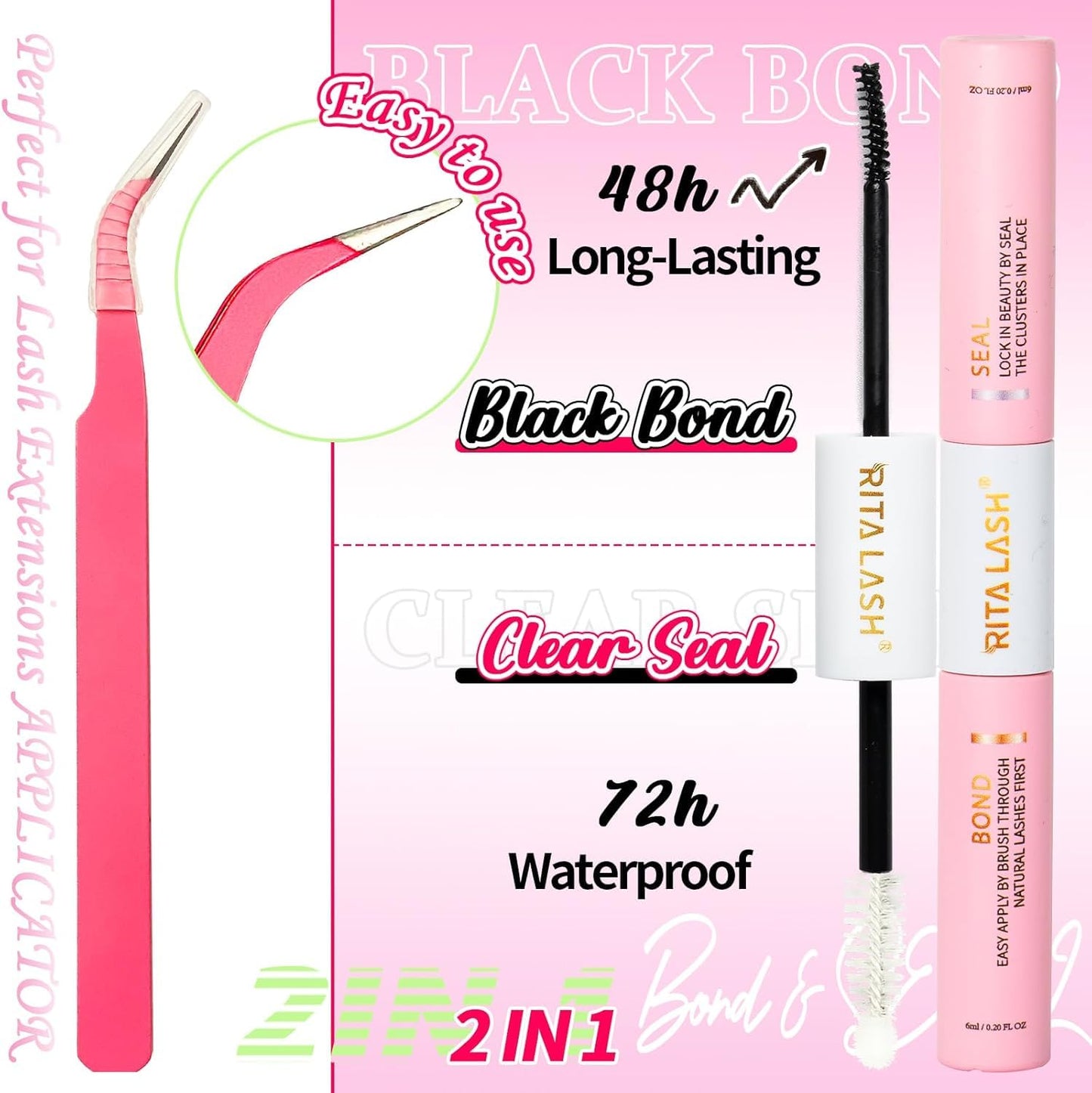 RITALASH Lash Extension Kit 10D+20D+30D+40D DIY Lash Clusters 640pcs Cluster Lashes Individual Lashes Eyelash Extension Kit with Lash Bond and Seal,Lash Tweezers(10D+20D+30D+40D Kit,10-16mm)