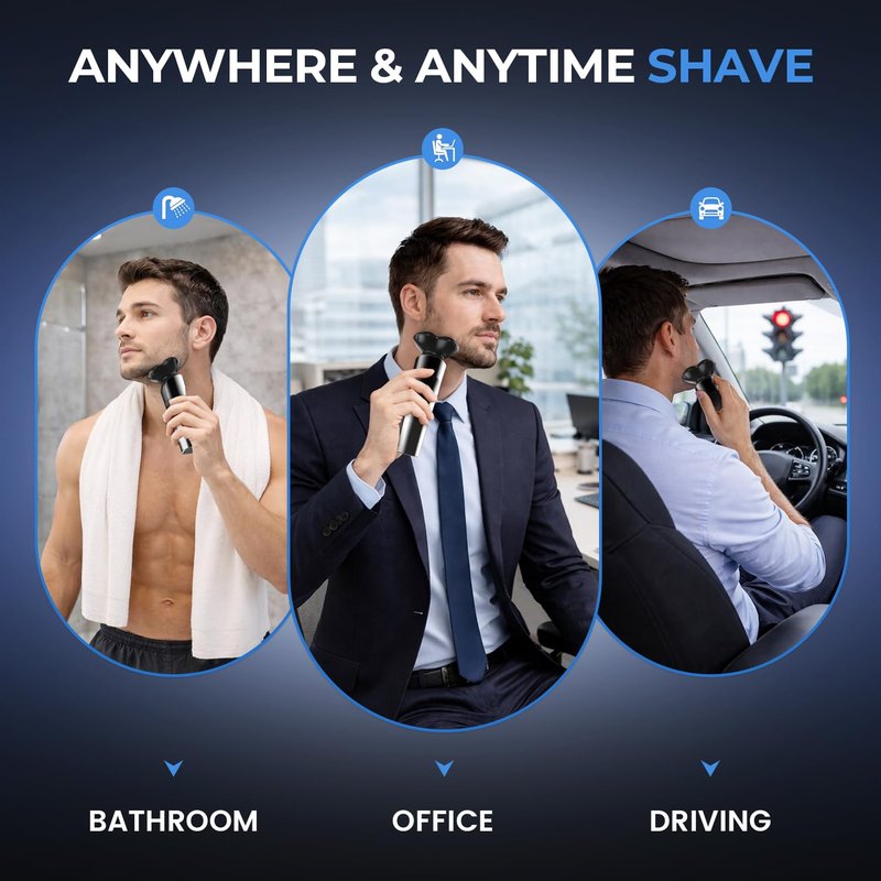 PRITECH Electric Razor for Men, Rechargeable Electric Shavers for Men Waterproof Wet & Dry Use Beard Trimmer Fast Charging USBC