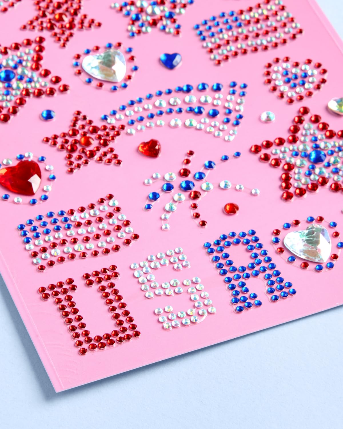 xo, Fetti USA Face Gems - 33 Sticker Gems | Fourth Of July, Patriotic Party, Red White Blue, Independence Day, Festival, Stars, Sparkly