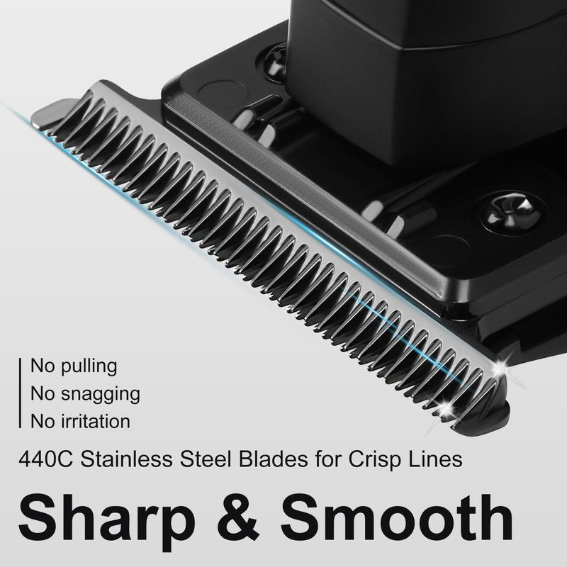 KEMEI PG2299 Hair Trimmer for Men, Zero Gapped T-Blade Clippers for Edging & Lining, Cordless Barber Liners with Extra Replacement Blade, USB Rechargeable Grooming Kit for Beard & Dry Shaving (Black)