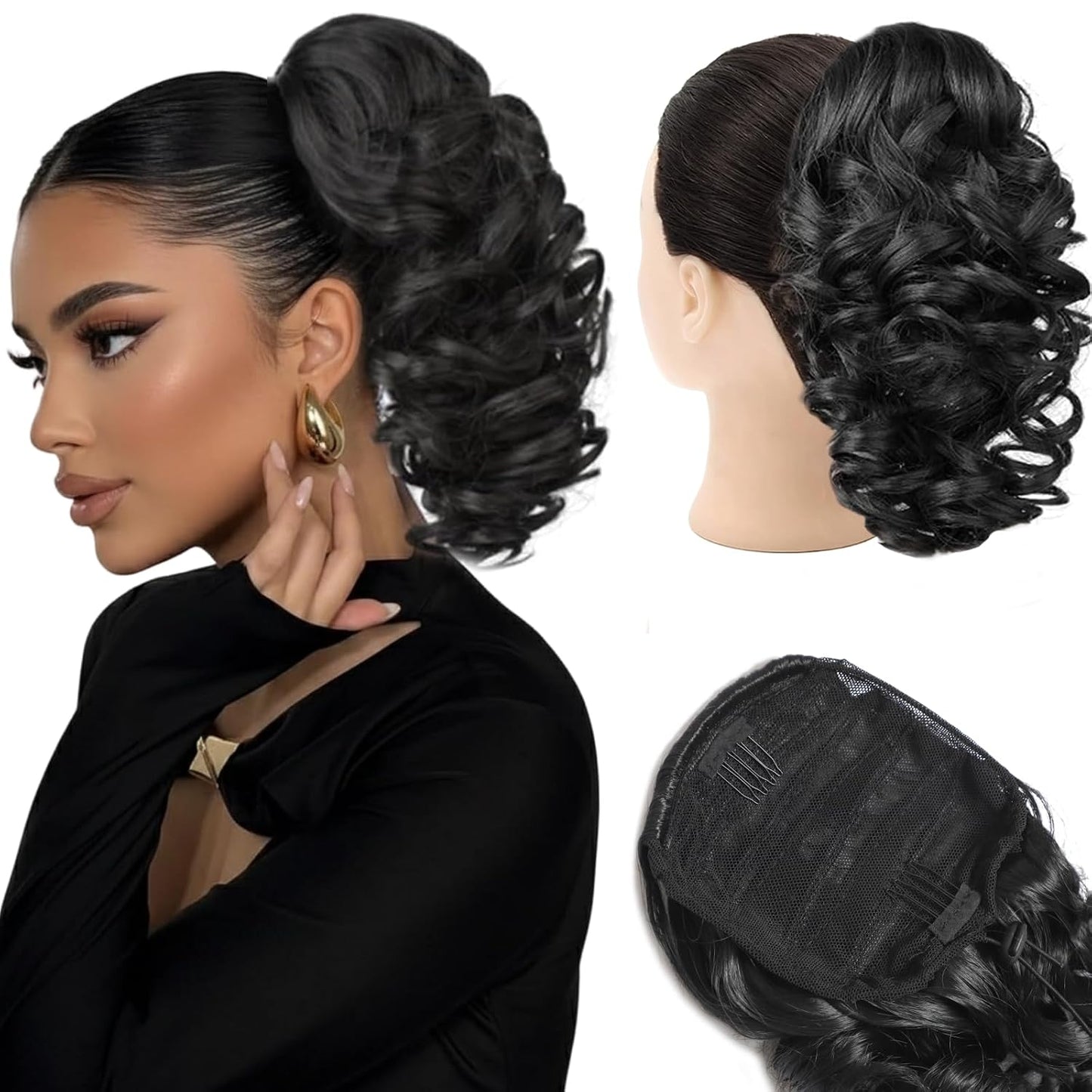 Curly Ponytail Extension - 10 Inch Drawstring Gray Synthetic Hairpiece for Women | Perfect for Daily Wear & Parties