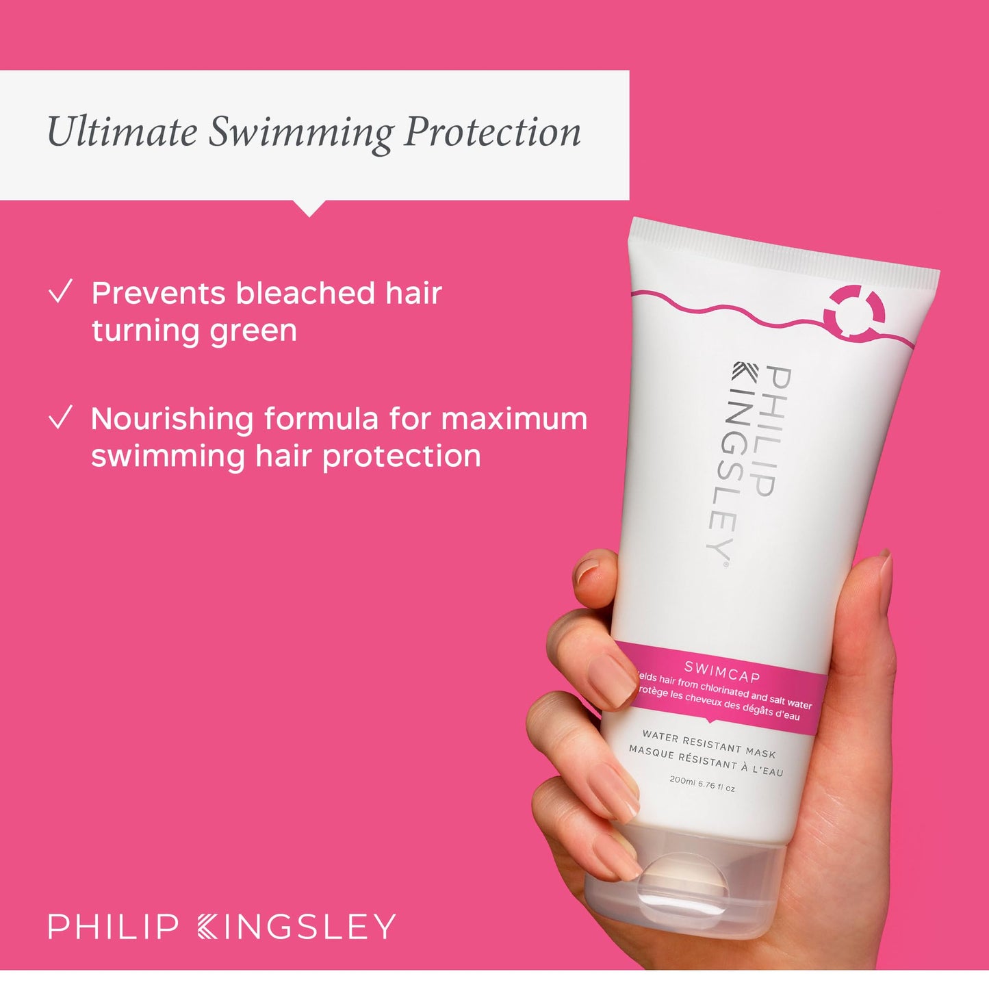 PHILIP KINGSLEY |Swimcap - Chlorine Hair Protection Water Resistant Mask |Swim Hair Mask, Protects Hair from Chlorine, Salt Water and UV Damage | Hair Color Protection Products | 6.76oz