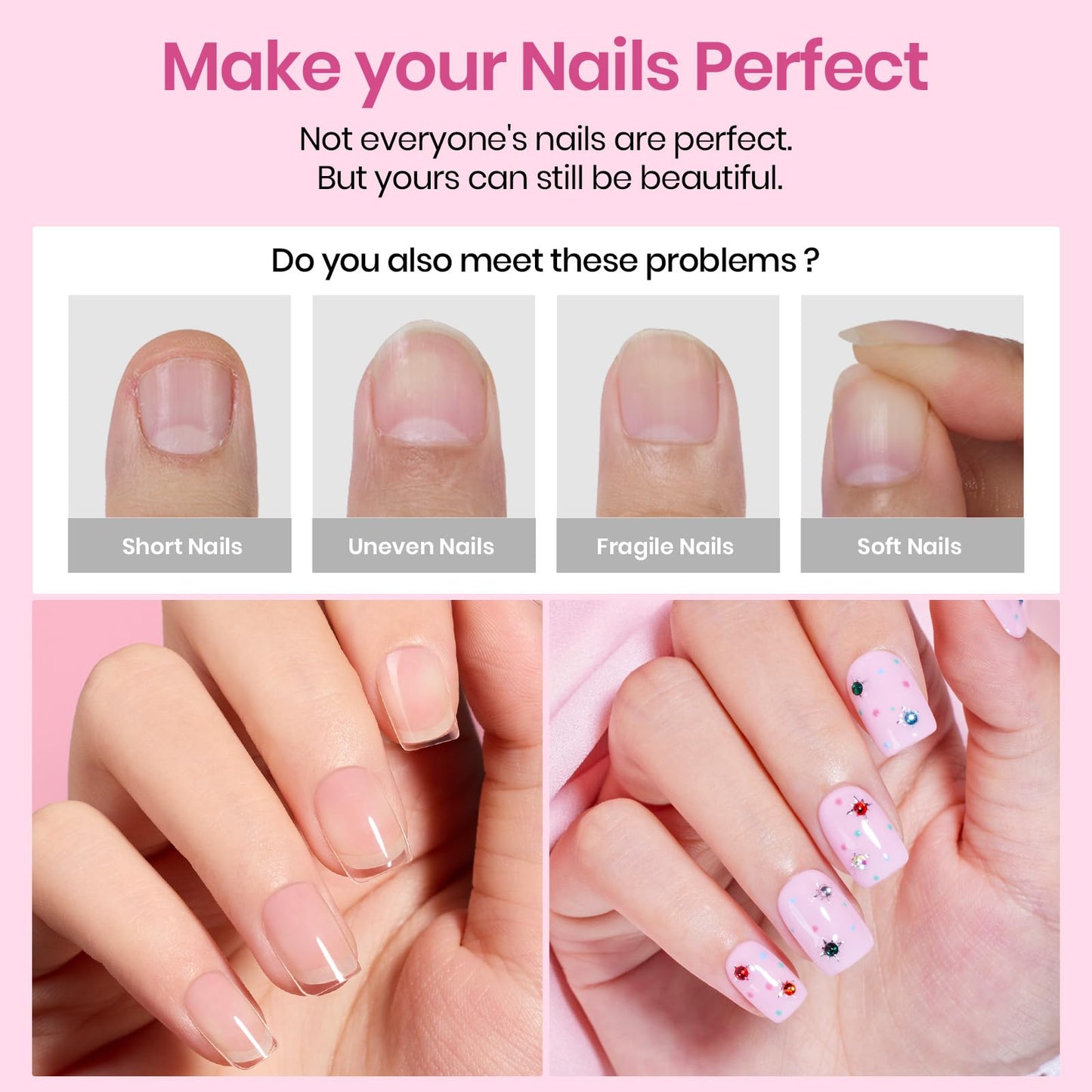 Beetles Gel Nail Tips Etch-X- Square Extra Short, 384pcs 12 Sizes, Pre-Etched Half Matte Full Cover Soft Gel Nail Tips, Press on False Nail Extension Acrylic Fake Nails, Easy DIY Salon Art