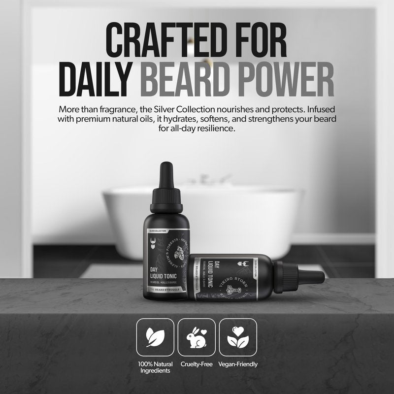 The Beard Struggle - Day Liquid Tonic Beard Oil - Platinum Collection, Aesir's Triumph - Beard Oil for Men - Moisturize, Softens Hair, Reduces Itch - Day Time Beard Growth Oil (1.35 Fl oz)