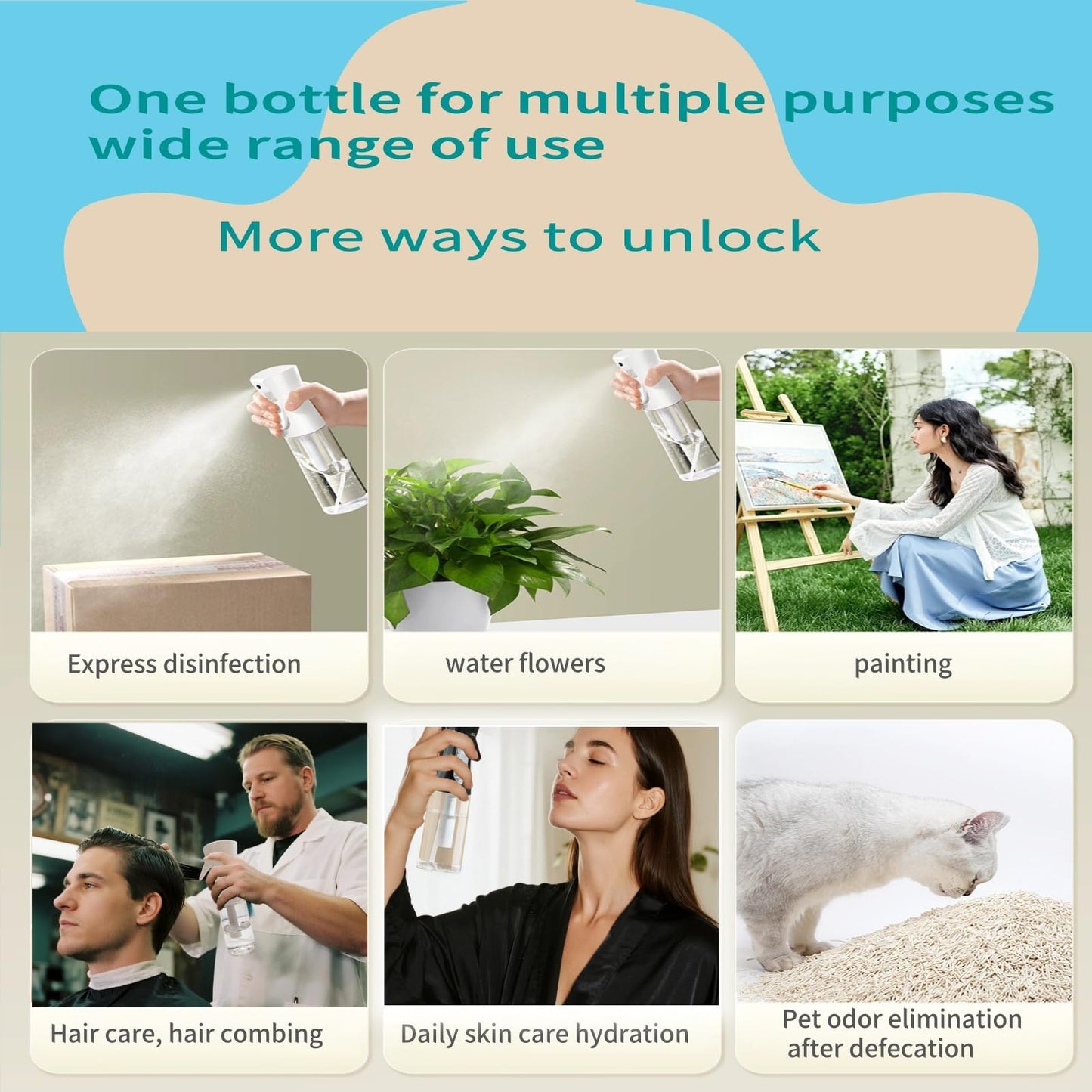 viviyoo 2 Pack Continuous Spray Bottles - Ultra Fine Mist Sprayer | 6.8 OZ Water Spray Bottle for Hair, Cleaning, Plants, Pets, Salons