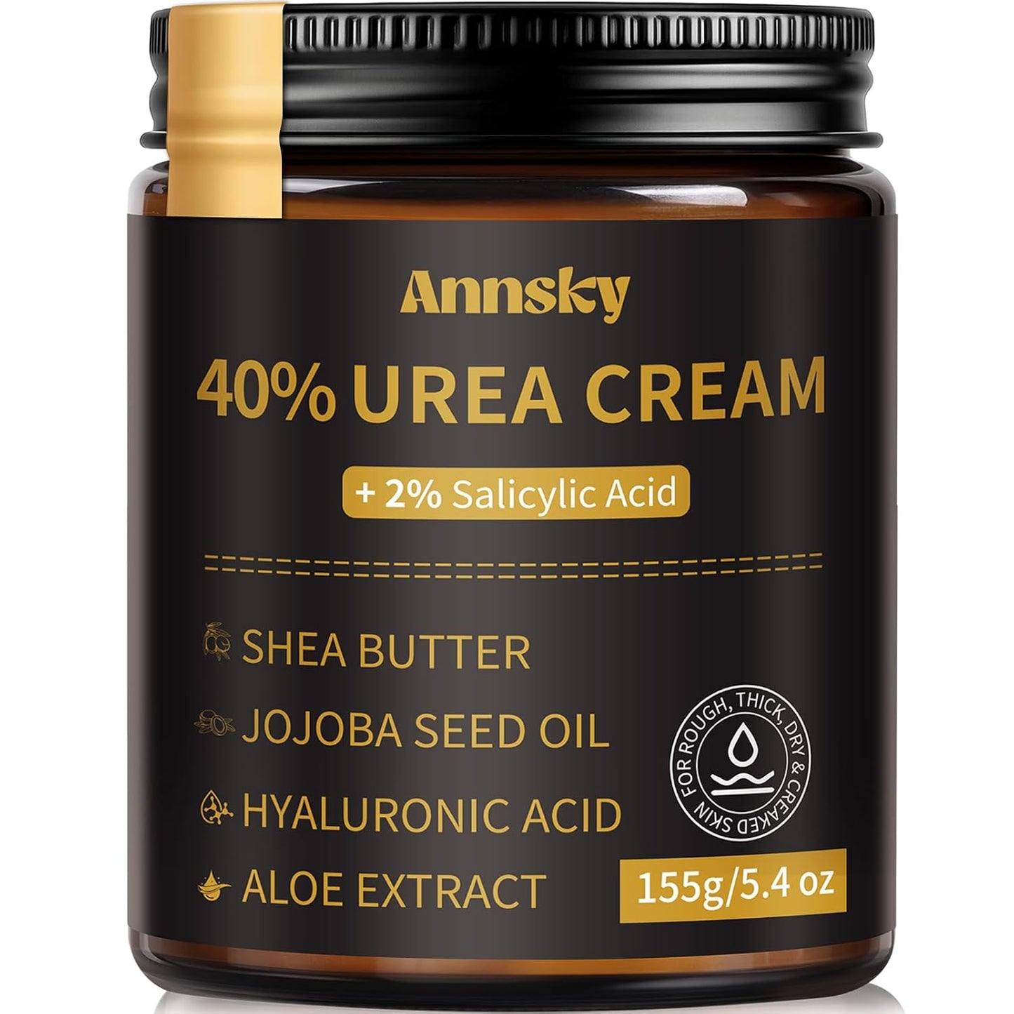Urea Cream 40% with Salicylic Acid 2% - Maximum Strength Foot Cream for Dry, Cracked Heels | 155g