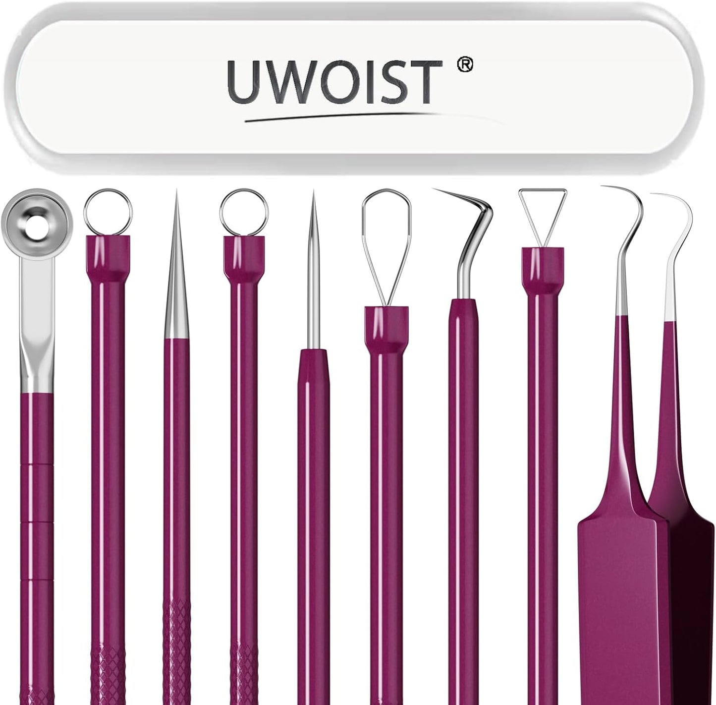 Blackhead Remover Tool Kit - Deep Cleaning Face Scraper & Pimple Popper | Skin Scrubber Spatula for Men & Women (Rose Red)