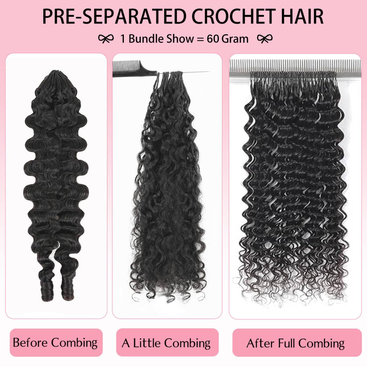 Crochet Hair For Black Women Burmese Curly Crochet Human Hair Extensions 50g Knotless Pre-Separated Feather Crochet Human Hair Spiral Curly Invisible Crochet Hair Natural Black (14inch)