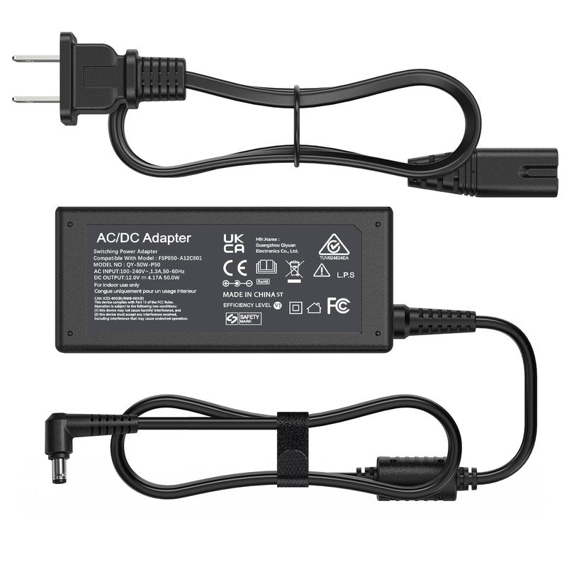 LIFKAHY Peloton Bike Power Cord Replacement, 50W 12V 4.17A AC Adapter Compatible with Peloton Model PLTN-RB1V1 PLTN-RB1VO PLTN-RB1VQ ATS050-TP121 Power Supply, 5.5mm x 2.5mm Connector