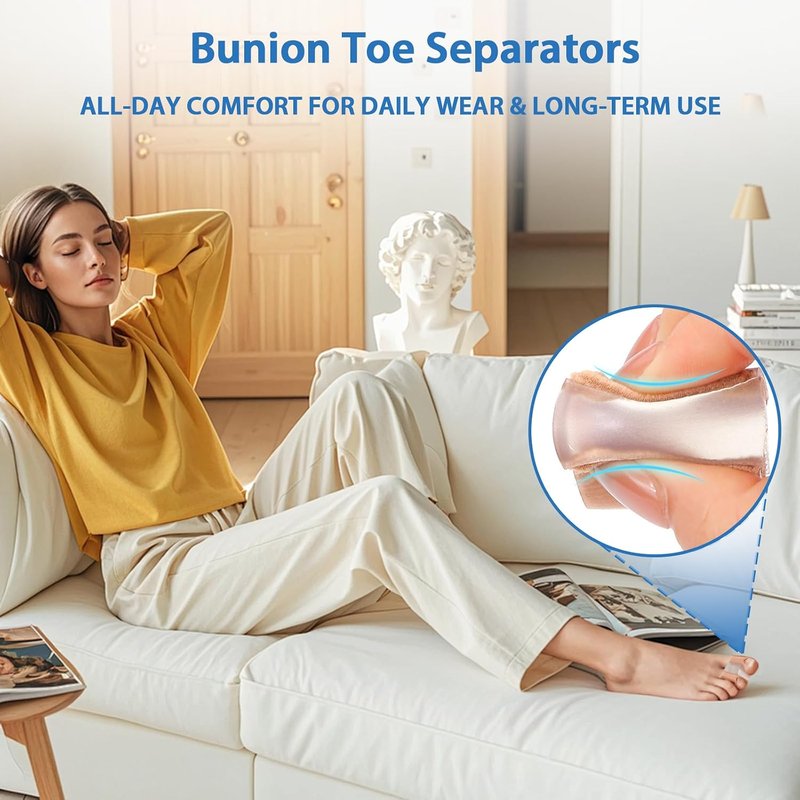 Bunion Toe Separators - 3-Point Gel Spacers for Overlapping Toes | 4 Pack, Large Size