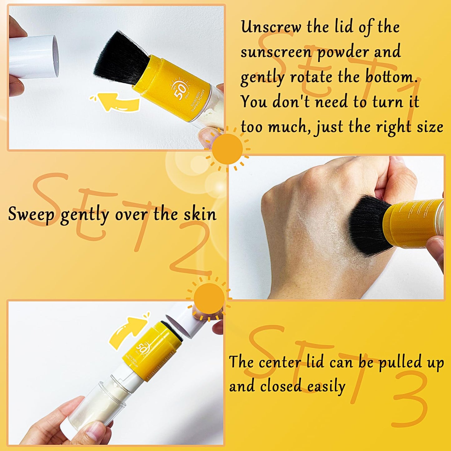 Mineral Sunscreen Setting Powder SPF 50, Sunscreen Powder for Face & Scalp, Mineral Brush Powder Oil Control Loose Powder with Sunscreen Brush, Translucent Face Powder Lasting Lightweight Breathable