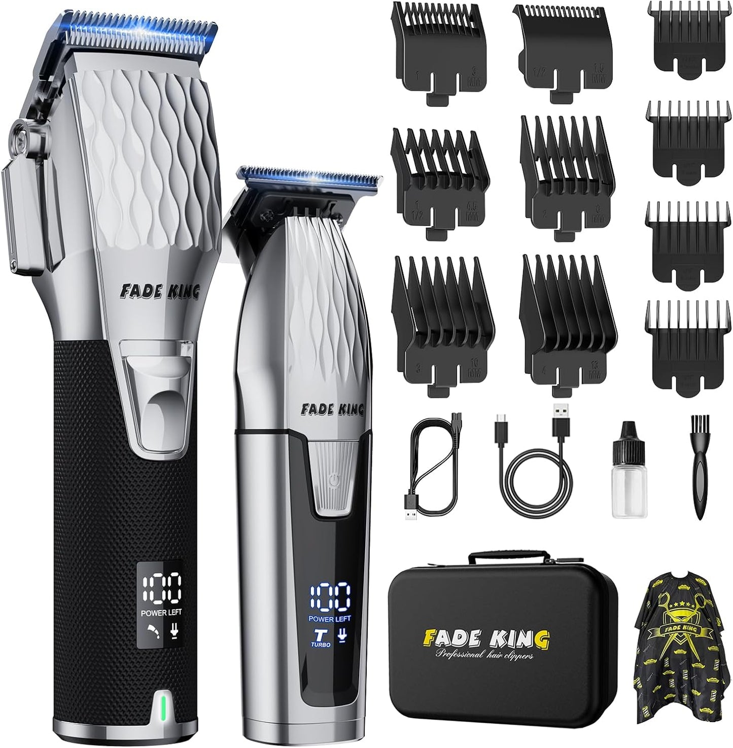 FADEKING® Professional Hair Clippers - Cordless Beard Trimmer Kit for Hair Cutting & Grooming | Ideal Gift for Men