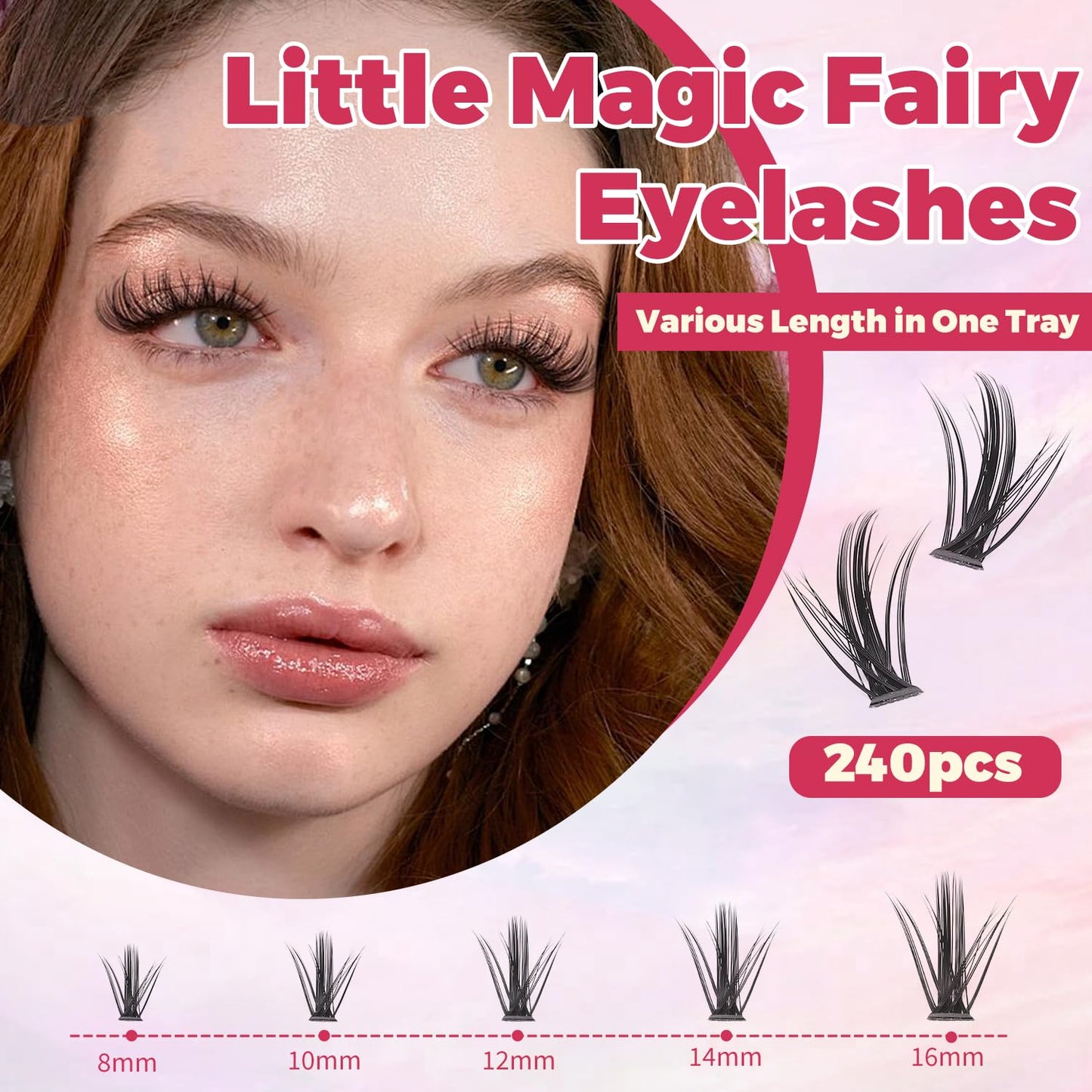 Manga Lash Clusters Kit - Spiky Eyelash Extensions with Bond & Seal | 240 Pcs Anime Lashes