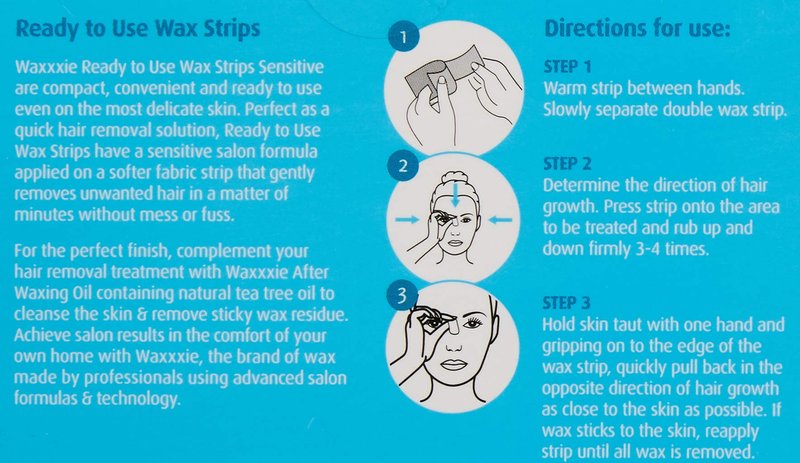 Waxxxie Ready to Use Sensitive Mini Wax Strips Face 20 Pack | Salon Formula | 100% Vegan | No Preparation Needed | Reusable up to 5x | After Wax Oil Included