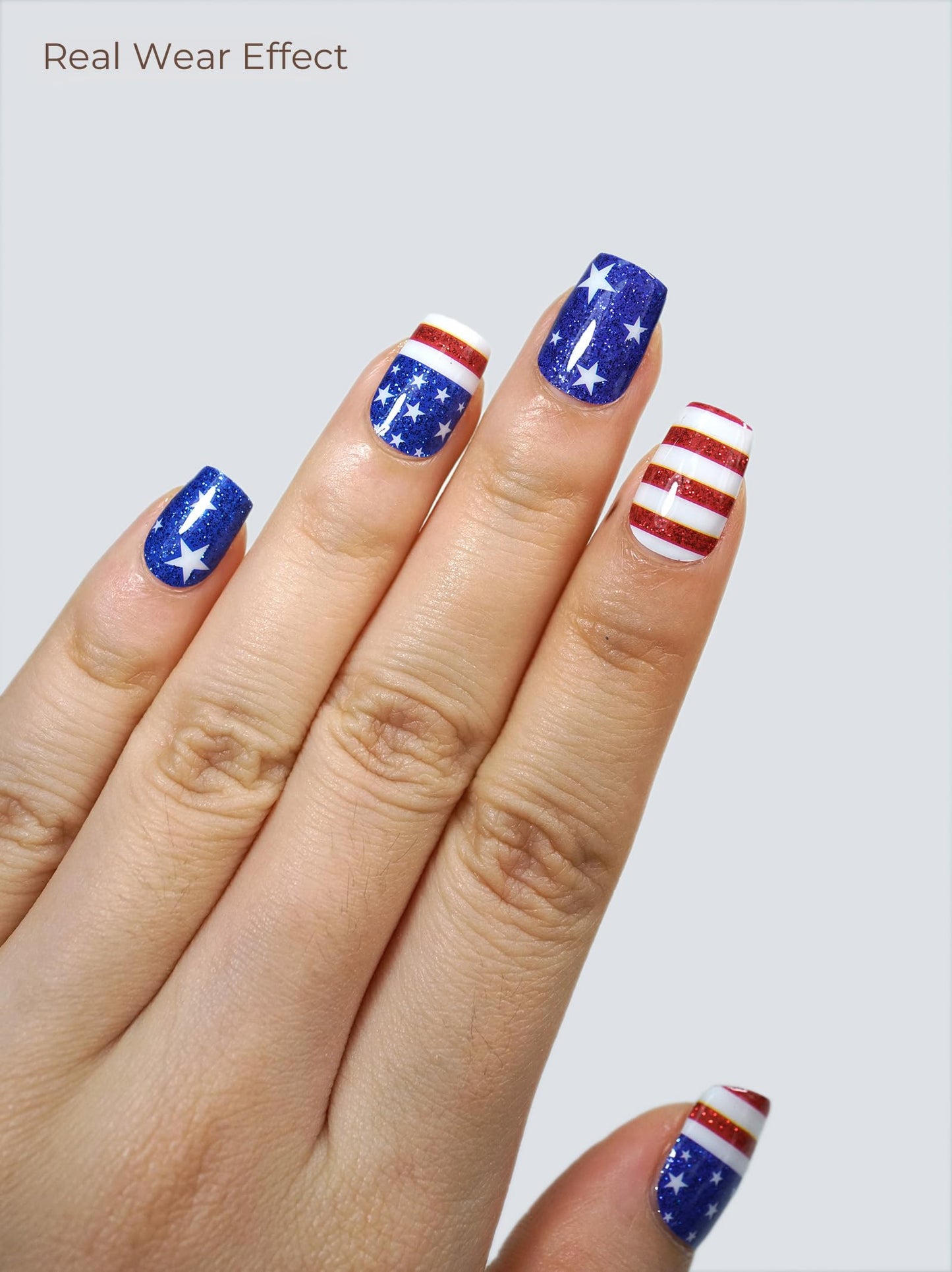 Beaolata Nail Polish Strips, 32PCS Salon Quality Wraps, Long Lasting Gel Nail Stickers for Women Easy Apply& Remove (Fourth of July Independence Day)