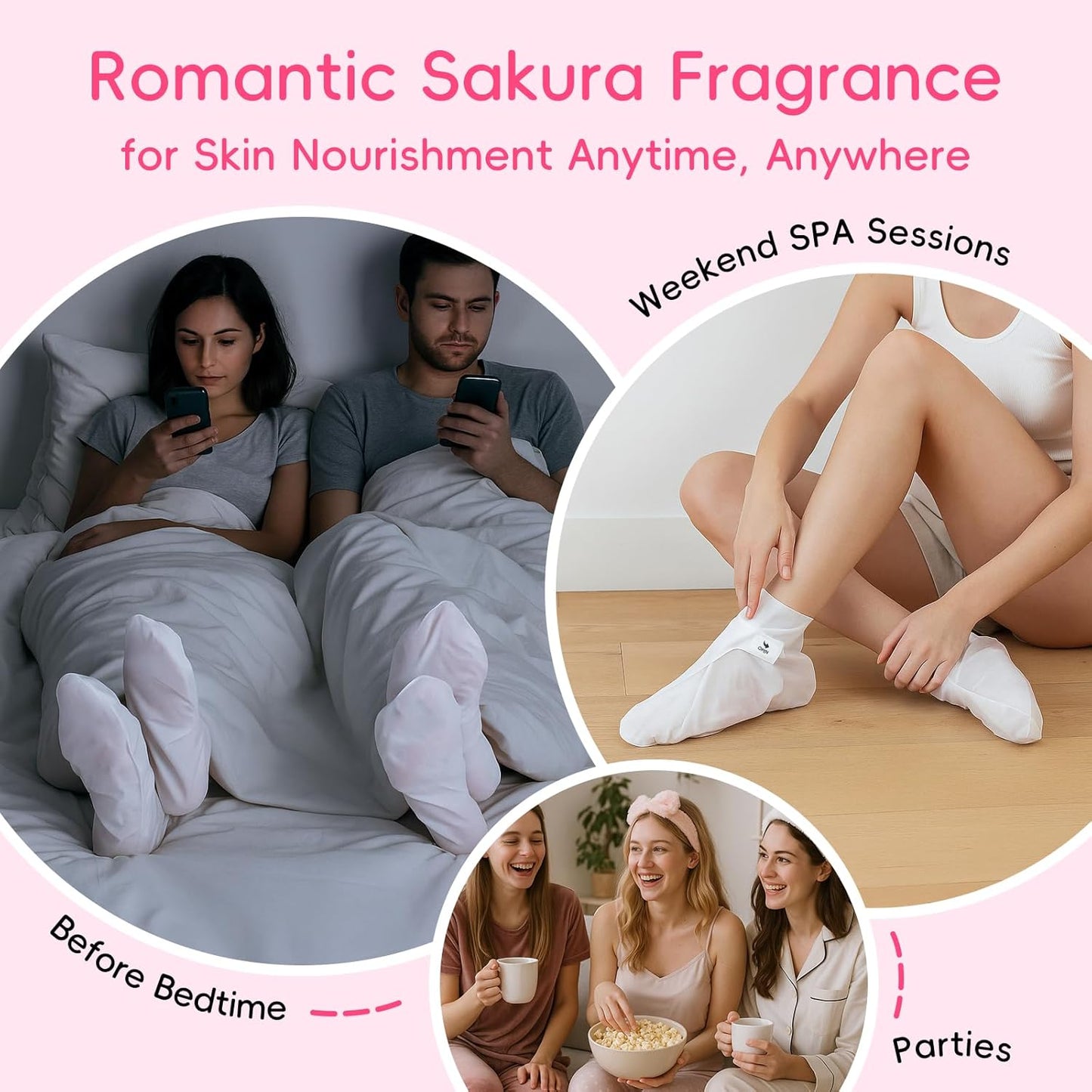 Sakura Moisturizing Foot Mask - Deep Hydration for Dry, Cracked Feet | 5 Pack of Softening Socks