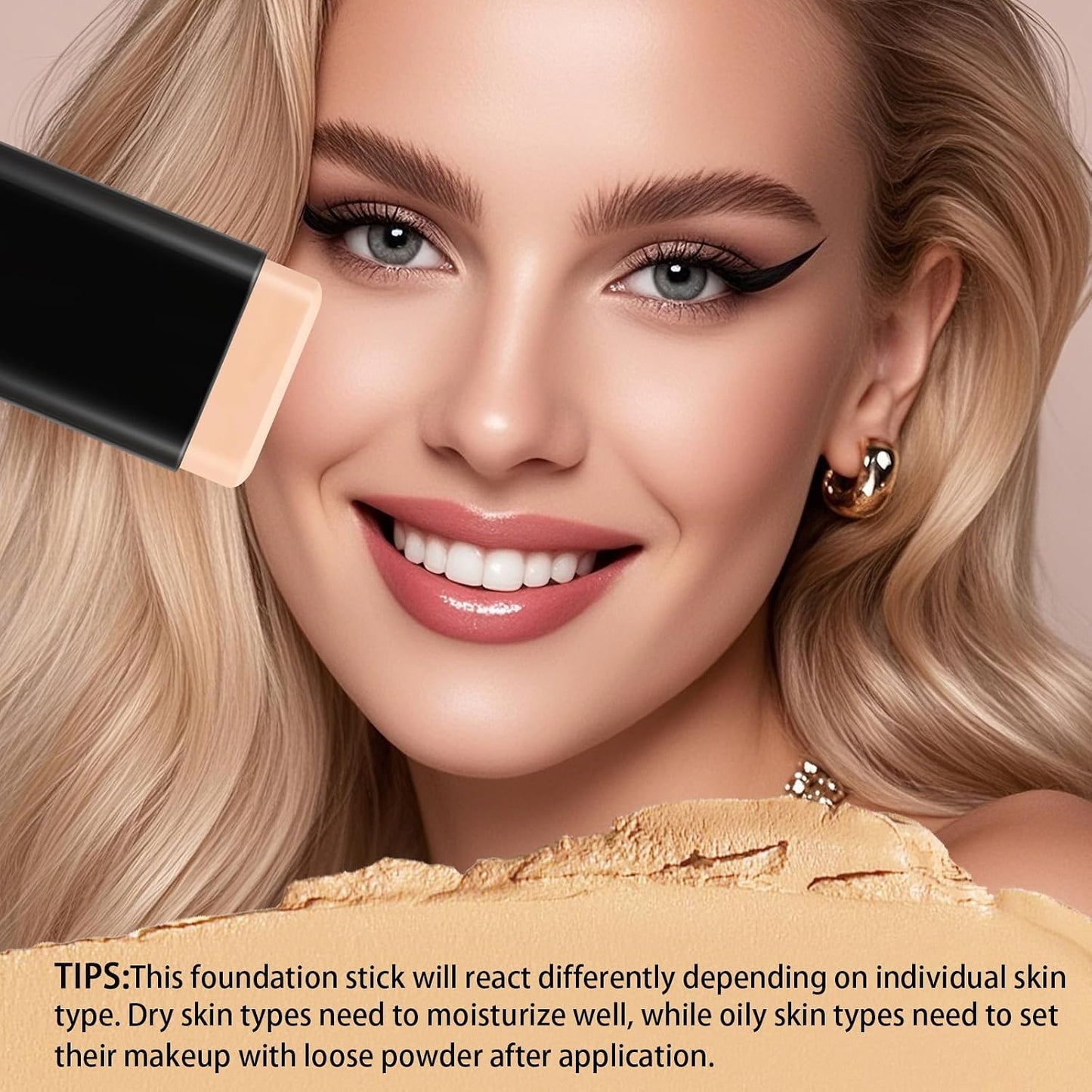 Foundation Stick - Dual-Ended 2-in-1 Longwear & Waterproof Makeup | Natural Full Coverage for Dark Circles & Blemishes - 2.09 oz