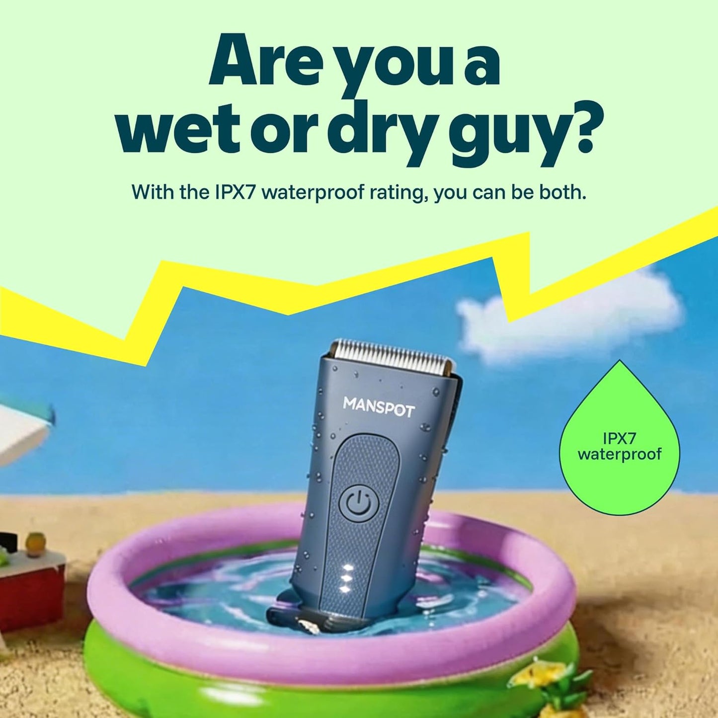 Electric Groin Hair Trimmer for Men - Waterproof Wet/Dry Grooming Kit with 4 Guards & Ceramic Blades | 90 Minutes Runtime