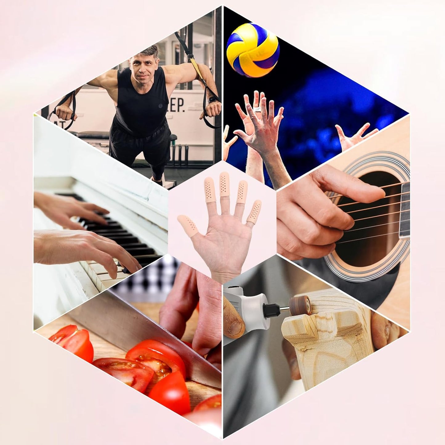 Gel Finger Cots - 16 Pcs Silicone Protectors with Air Holes | Breathable Anti Nail Biting Covers for Wound Healing (Nude)