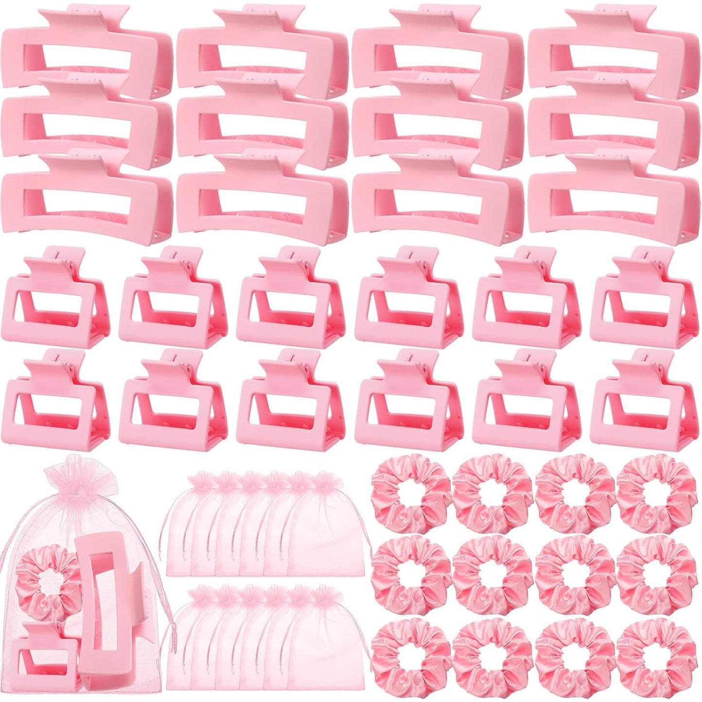 Pink Hair Claw Clips Set - 48 Pcs Stylish Hair Accessories for Bridesmaid Proposals | Perfect for Bachelorette & Wedding Party Favors