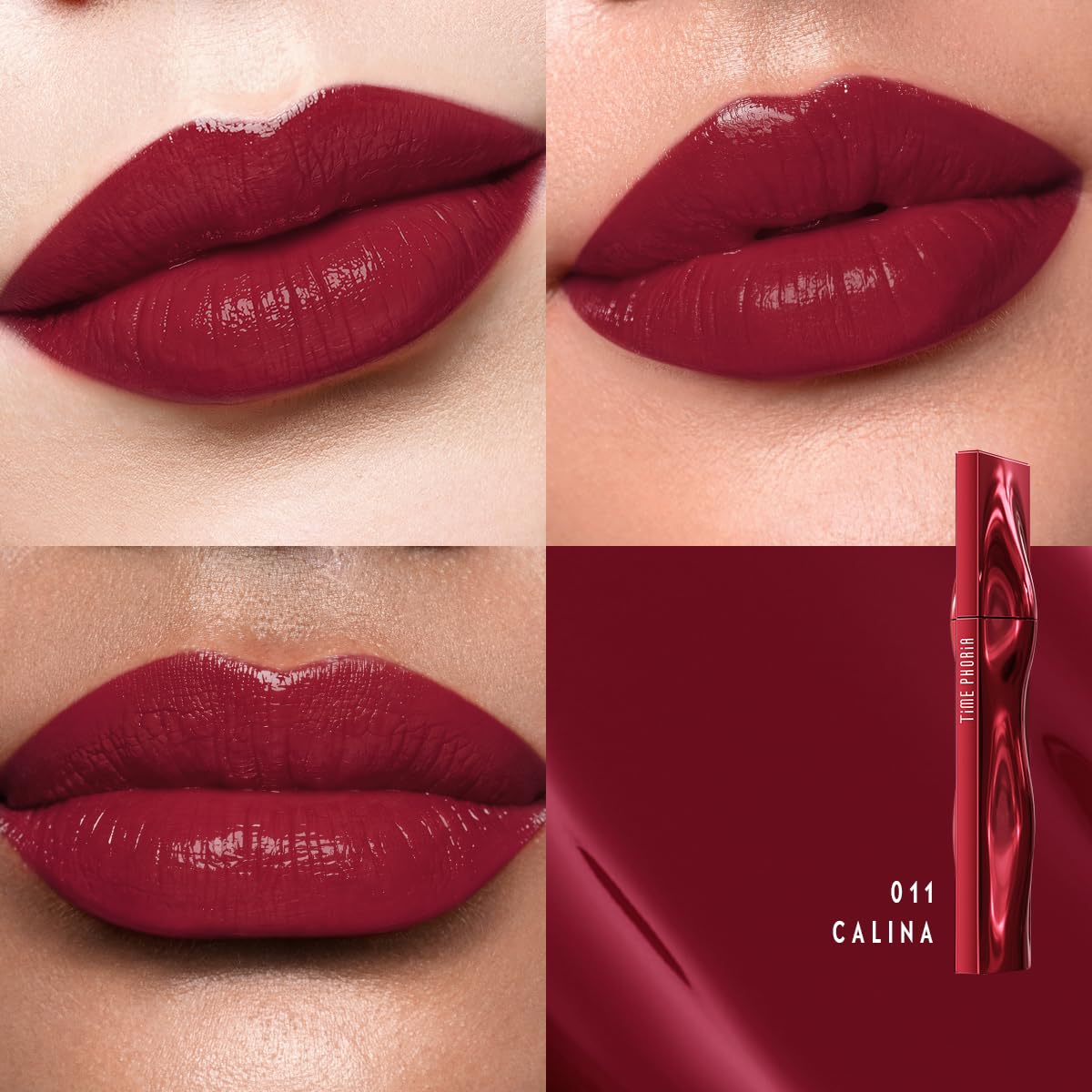 TIMEPHORIA Aion Superstain Lip Stain Tattoo Ink, Long Lasting Semi-gloss Finish, Full Coverage Lip Tint with High Pigments, Hydrating Watery Gel Deep Berry Plum Lip Color for Vibrant Stain 011 Calina