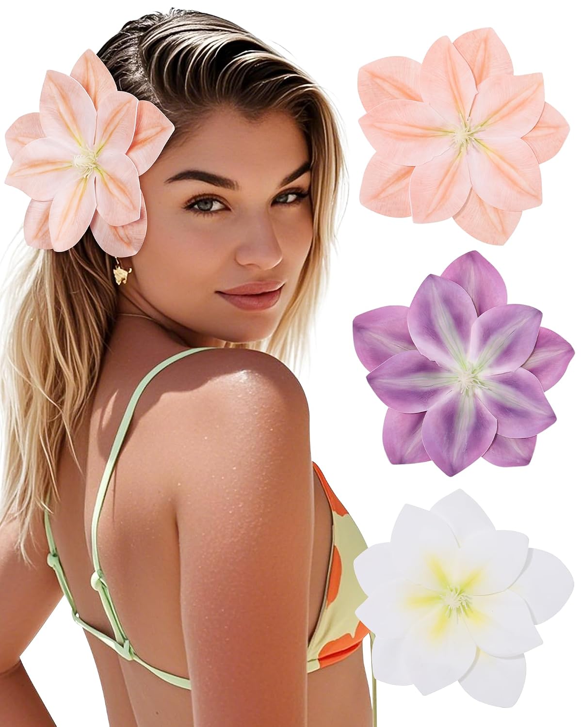 Floral Hair Clips for Women - 3PCS Spring Summer Bobby Pins with Non-Slip Grip | Cute Bridal Accessories