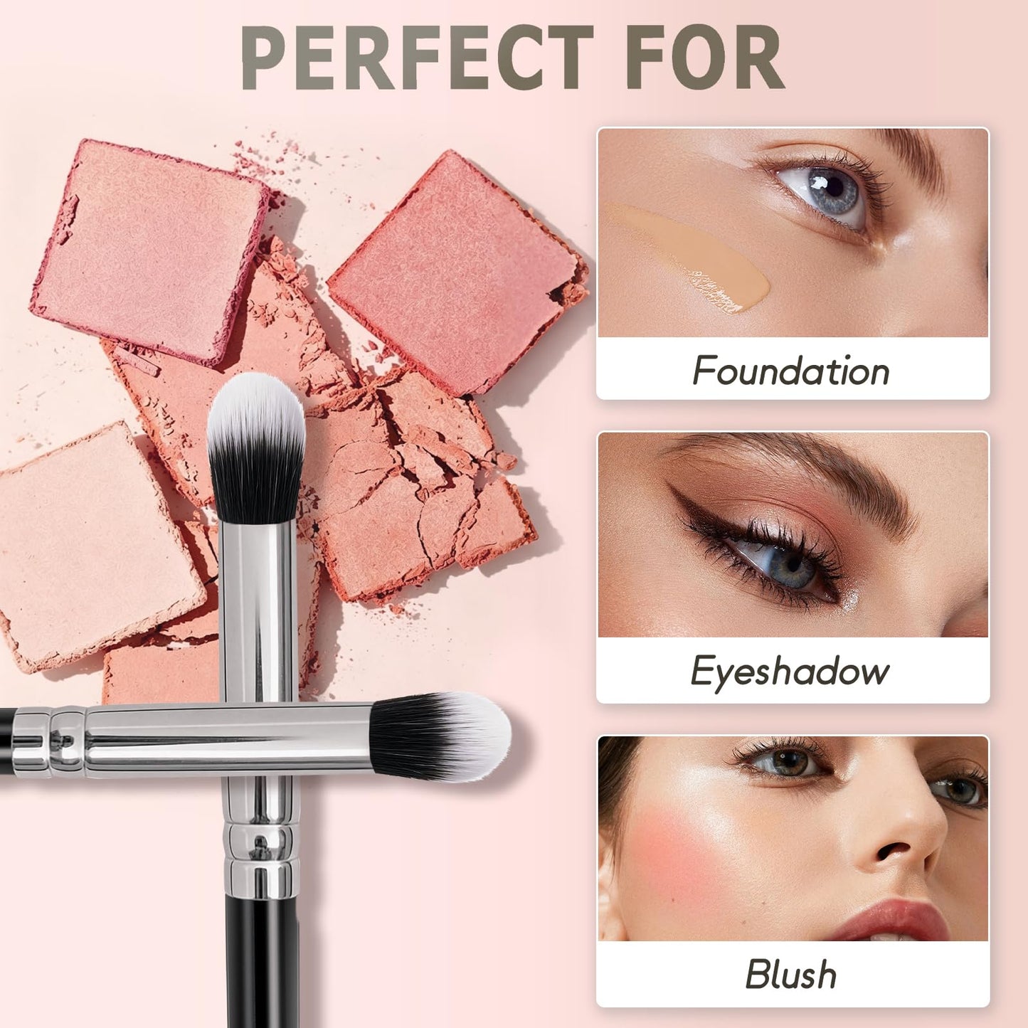 Makeup Brush Set, Premium Synthetic 14 Pcs Makeup Brushes, Travel Makeup Brush Set for Foundation, Concealer, Blush and Eyeshadow Brush(Black)