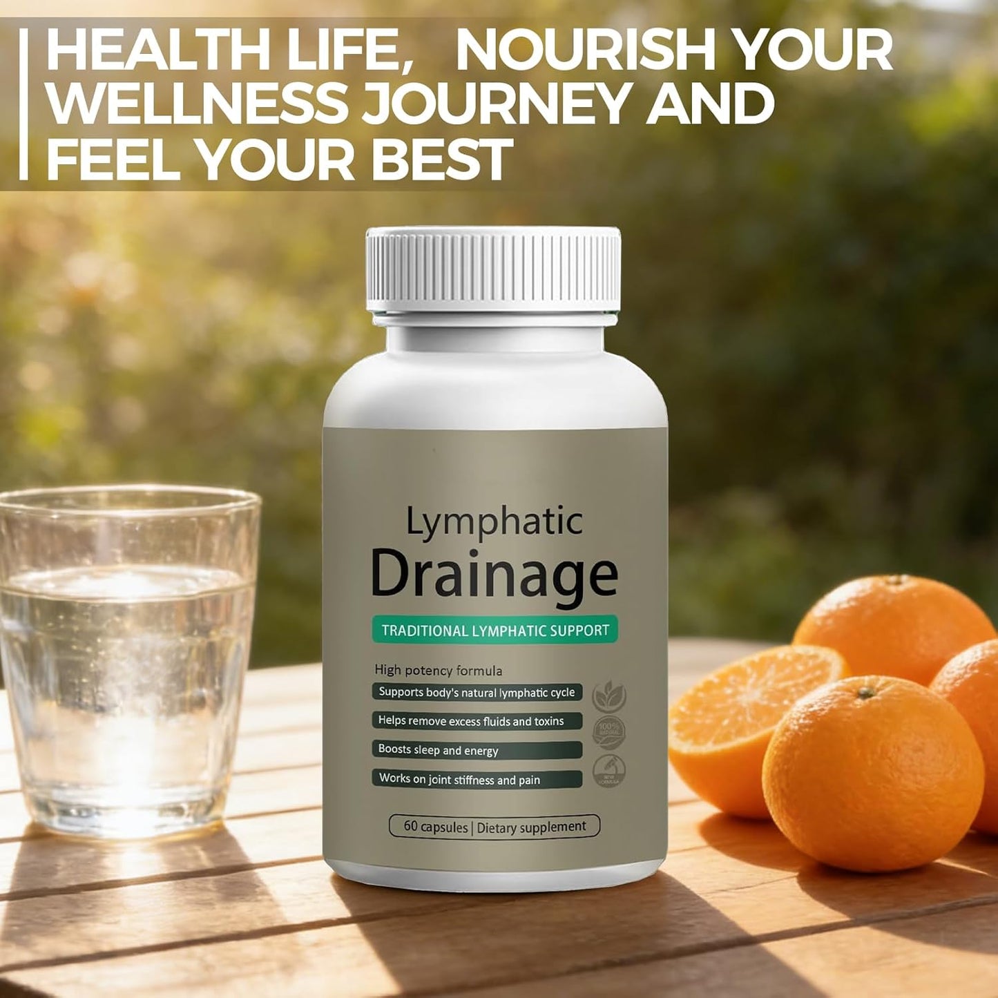 Lymphatic Drainage Capsules - Daily Support Supplement for Bloating & Fluid Balance | Non-GMO, Gluten Free | 60 Count