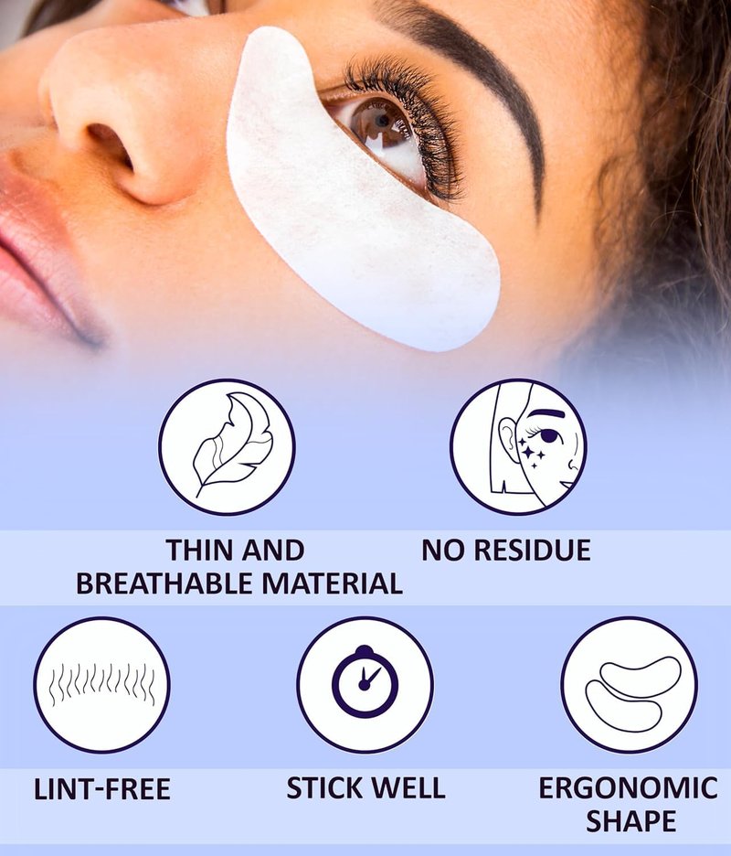 STACY LASH 100 Pairs Set Under Eye Gel Pads for Eyelash Extension - Lint Free Patches with Vitamin C and Aloe Vera Lash Supplies and Beauty tools - Hydrogel Eye Pads - Skin Moisturizes