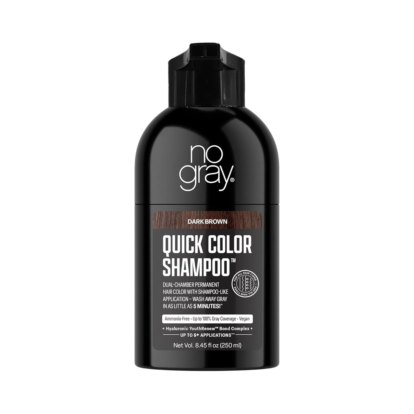 Permanent Hair Color Shampoo - No Gray Quick Formula, Black | 8.45 oz