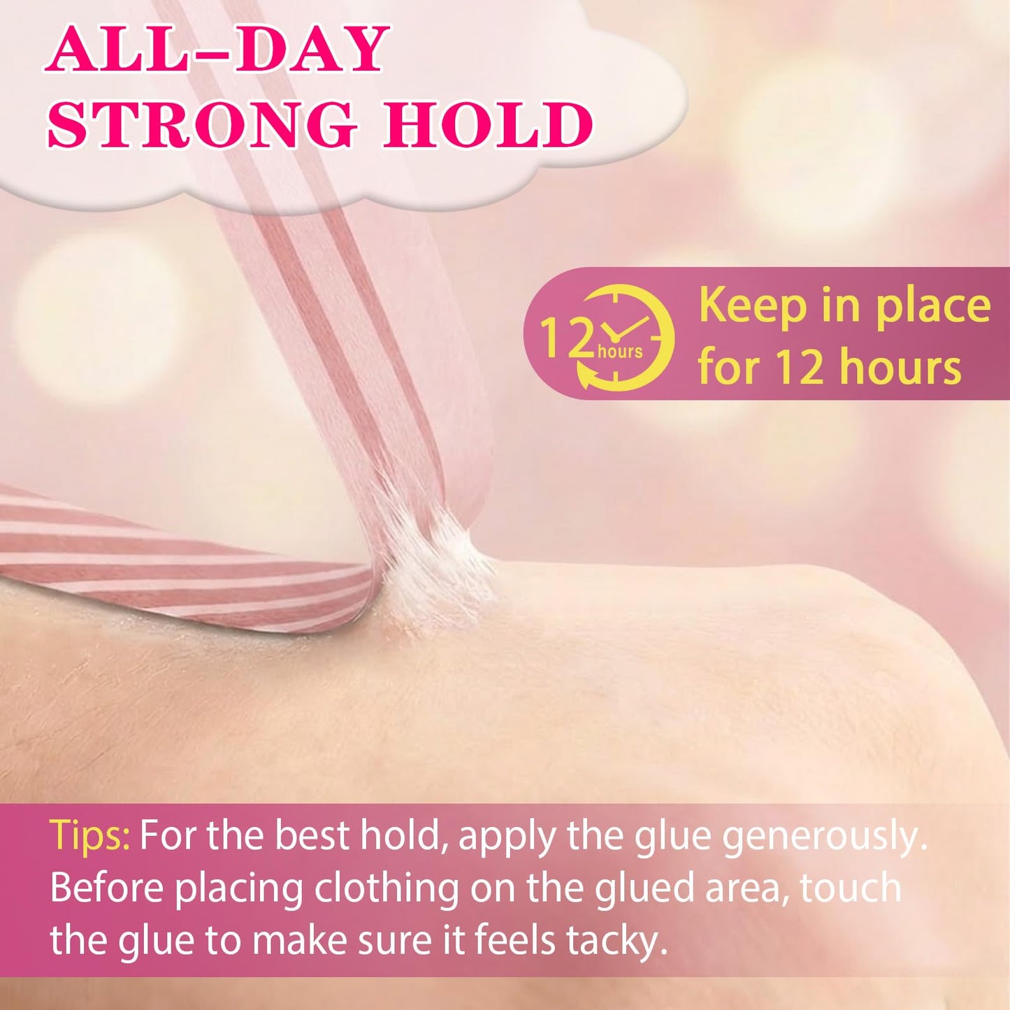 Body Glue for Clothes & Skin 2.54 Oz, Strong Body Adhesive Roll-On, Sweat Resistant & Water Washable, Professional Fashion Glue for Dancers, Butt Glue for Leotards, Wigs, Socks, Bras & Cosplay (75ml)