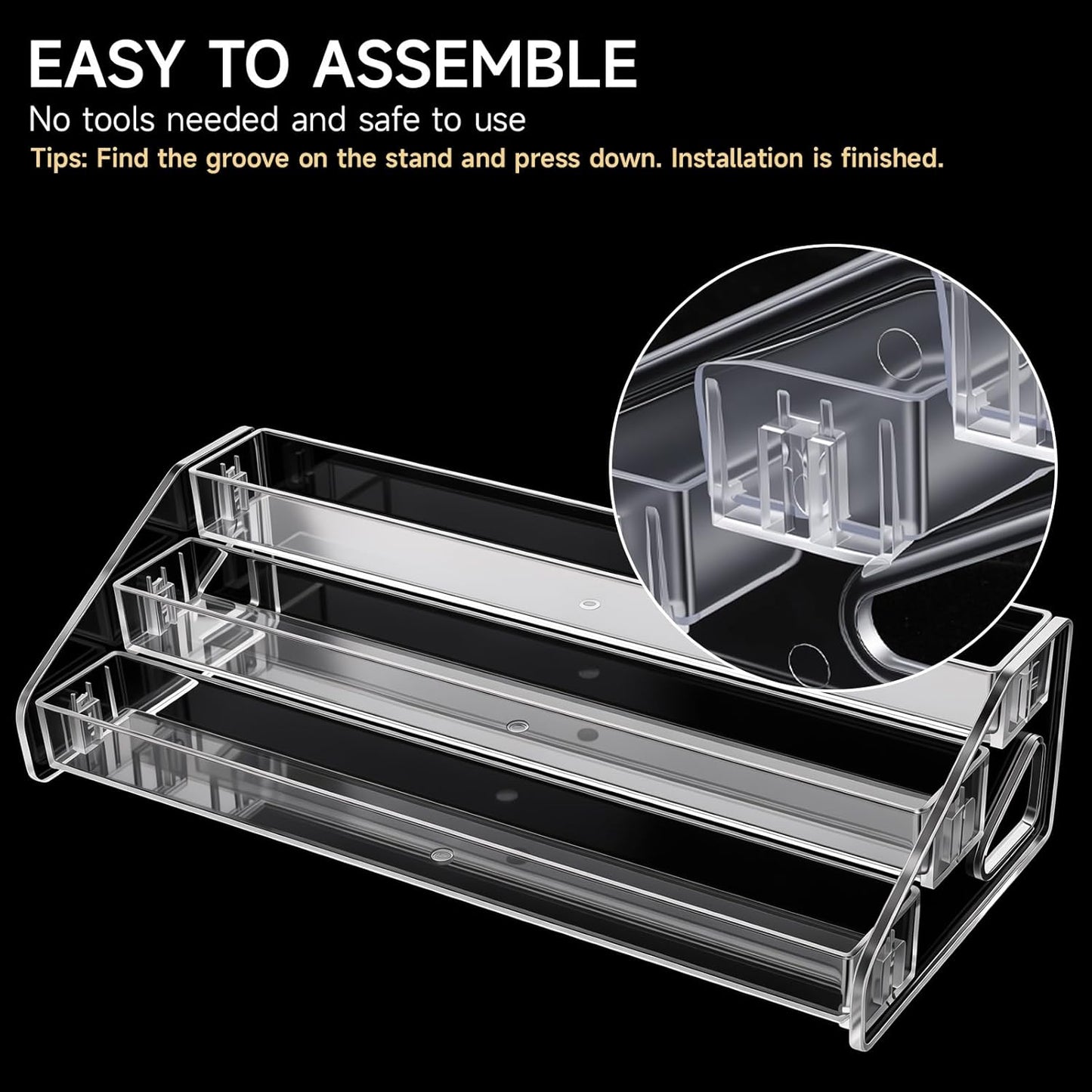 3 Layer Nail Polish Organizer - Clear Multi-Tier Display Stand for Nail Polish, Eyeglasses, Makeup & More