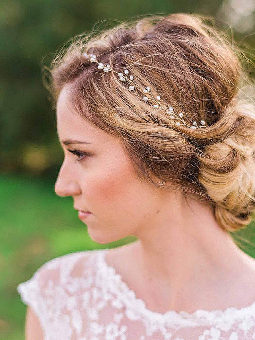 Catery Bridal Headbands Pearl Hair Vine Wedding Headpiece Bride Head Band Accessories for Women and Girls (Sliver)