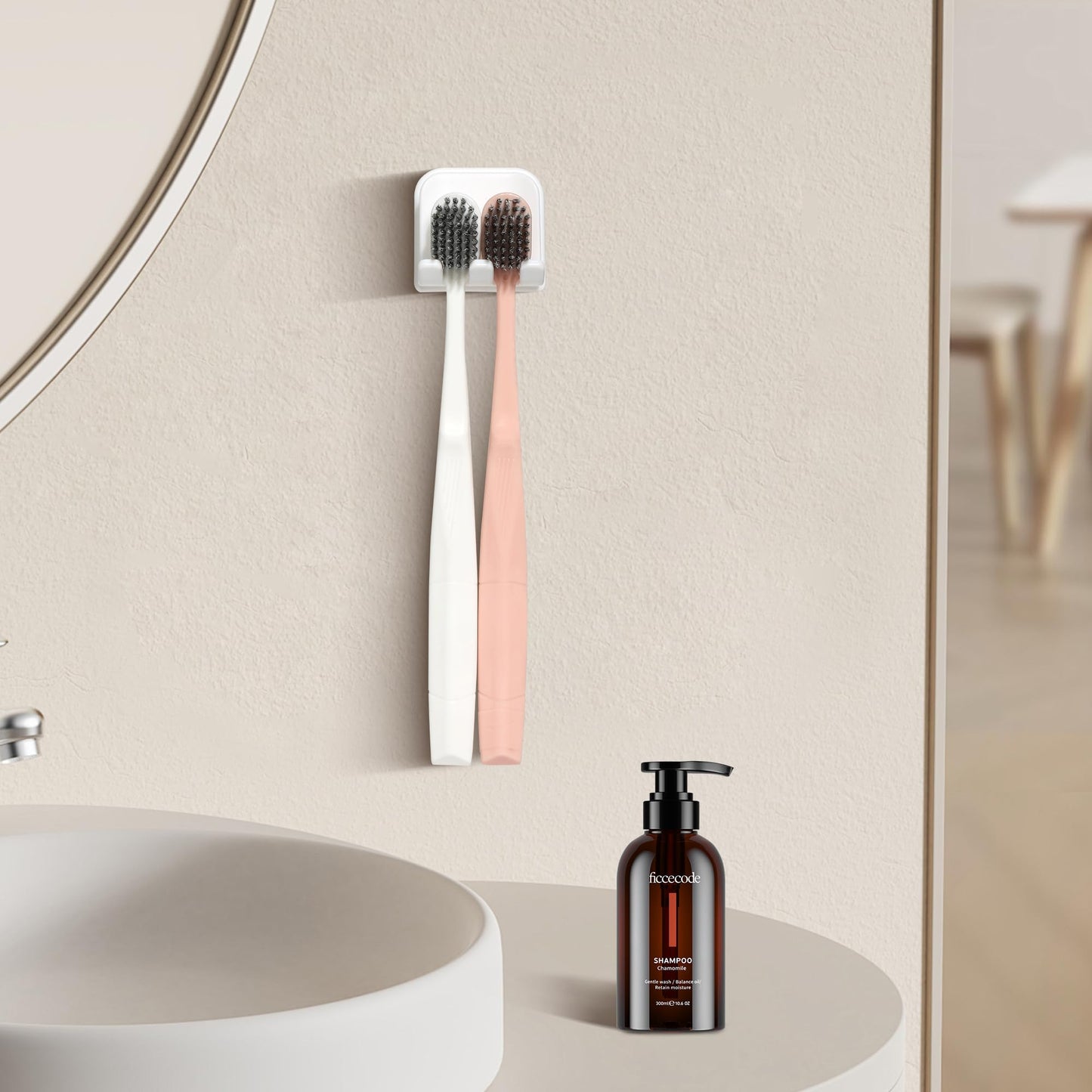 2-Piece Set of White self-Adhesive Wall-Mounted Waterproof Toothbrush Holders, Electric Toothbrush Holder for Bathrooms，Suitable for Bathroom Showers.
