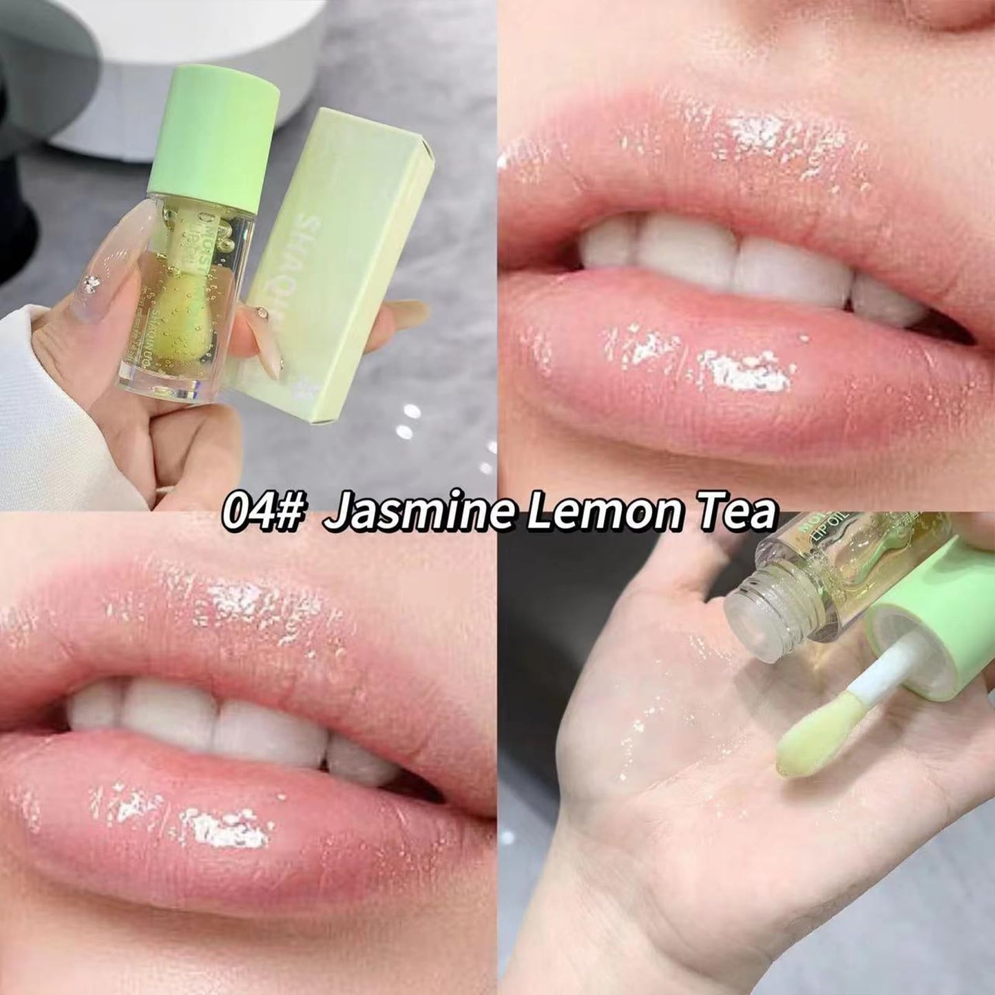 4pcs Hydrating Lip Gloss, Fruit Flavoured Plumping Lip Oil, Nourishing Glossy Transparent Lip Balm, Moisturizing Tinted Toot Lip Balm for Dry Lips 0.48 OZ