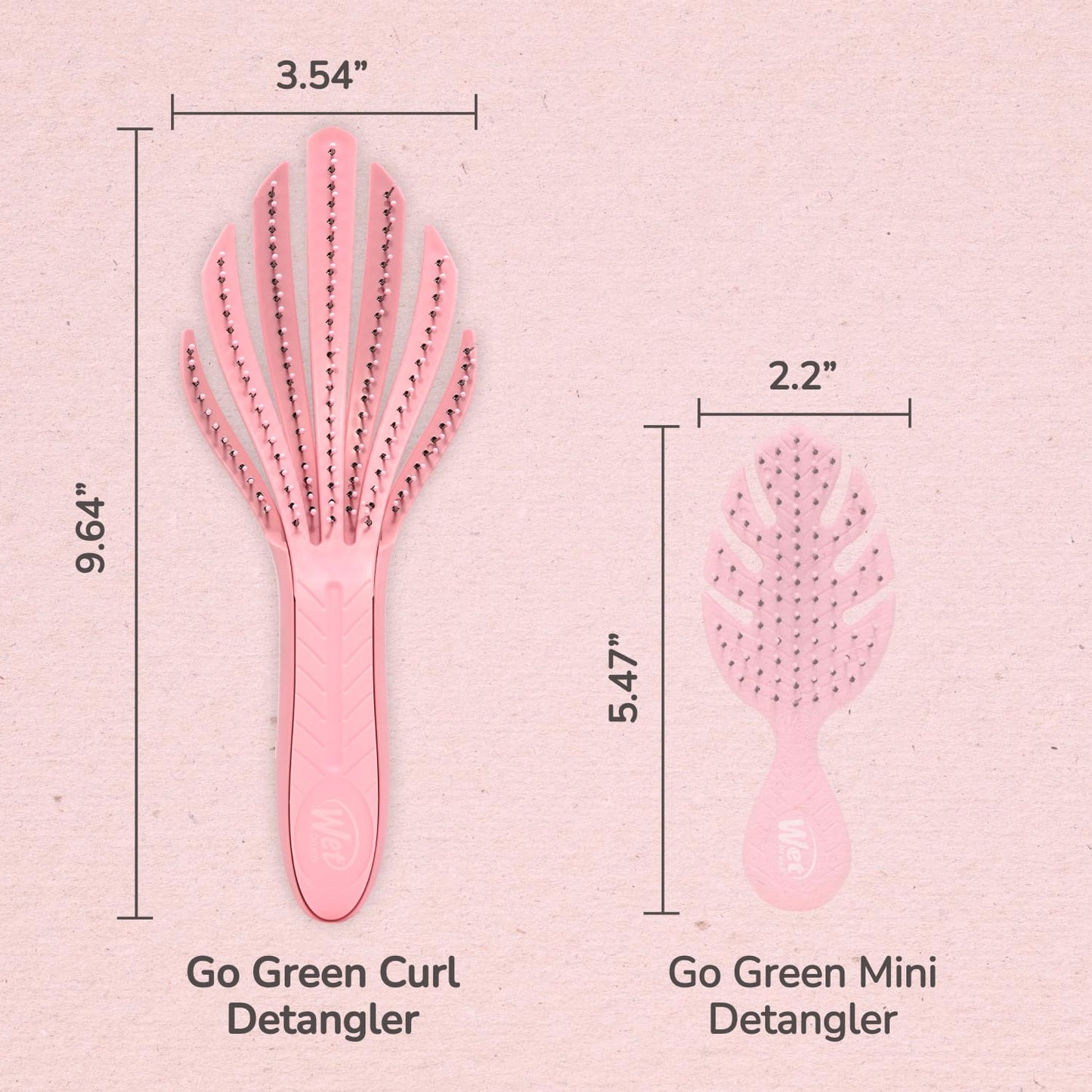 Wet Brush Go Green Curl Detangler Hair Brush - Pale Pink IntelliFlex Bristles for Easy Tangle Removal | Ideal for Curly Hair