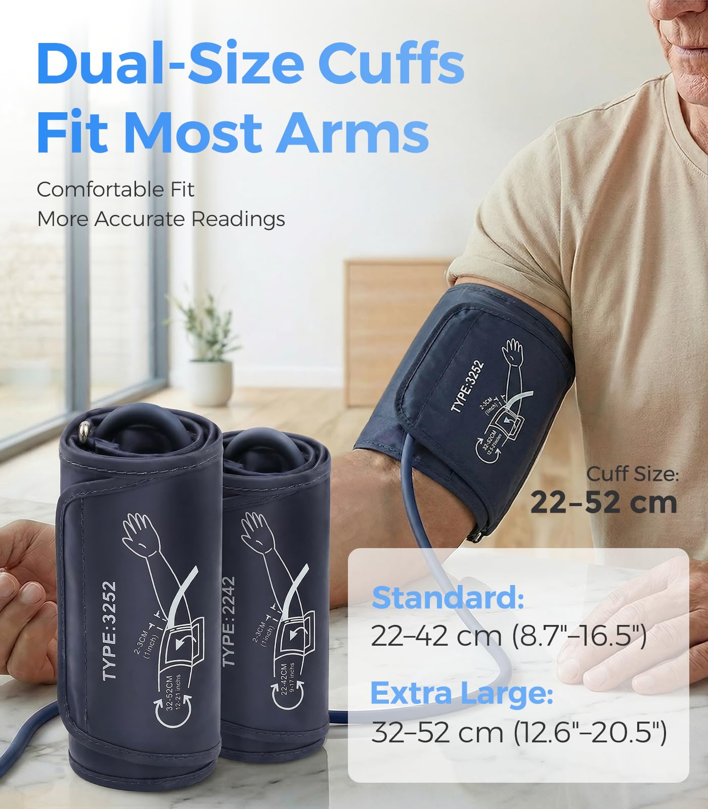 YONLO Blood Pressure Monitor, Automatic Blood Pressure Machine, Blood Pressure Monitors for Home Use, Upper Arm Blood Pressure Cuff 9-17 & 13-21in with Large Backlit Display, 3 Users 199 Sets Memory