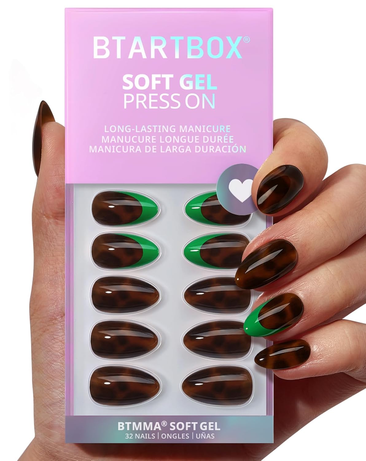 Press On Nails - Almond Black French Tip Soft Gel Nails | 32 Stick-On Nails Kit with Glue & Adhesive Tabs, 16 Sizes Available