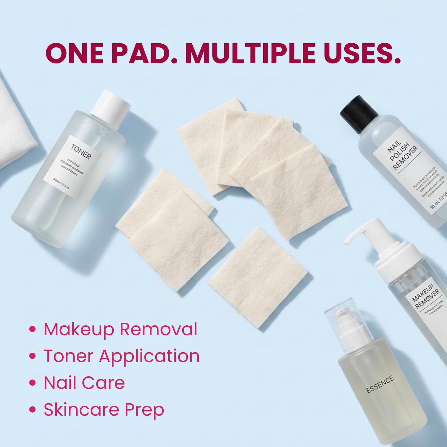 Makeup Facial Soft Cut Japanese Cotton Pads Unbleached 60x50mm – Natural, Lint Free – Multi-Use for Makeup Removal, Toner Application, Skincare, Nail Polish Removal & Baby Care, 189 PCS (White)
