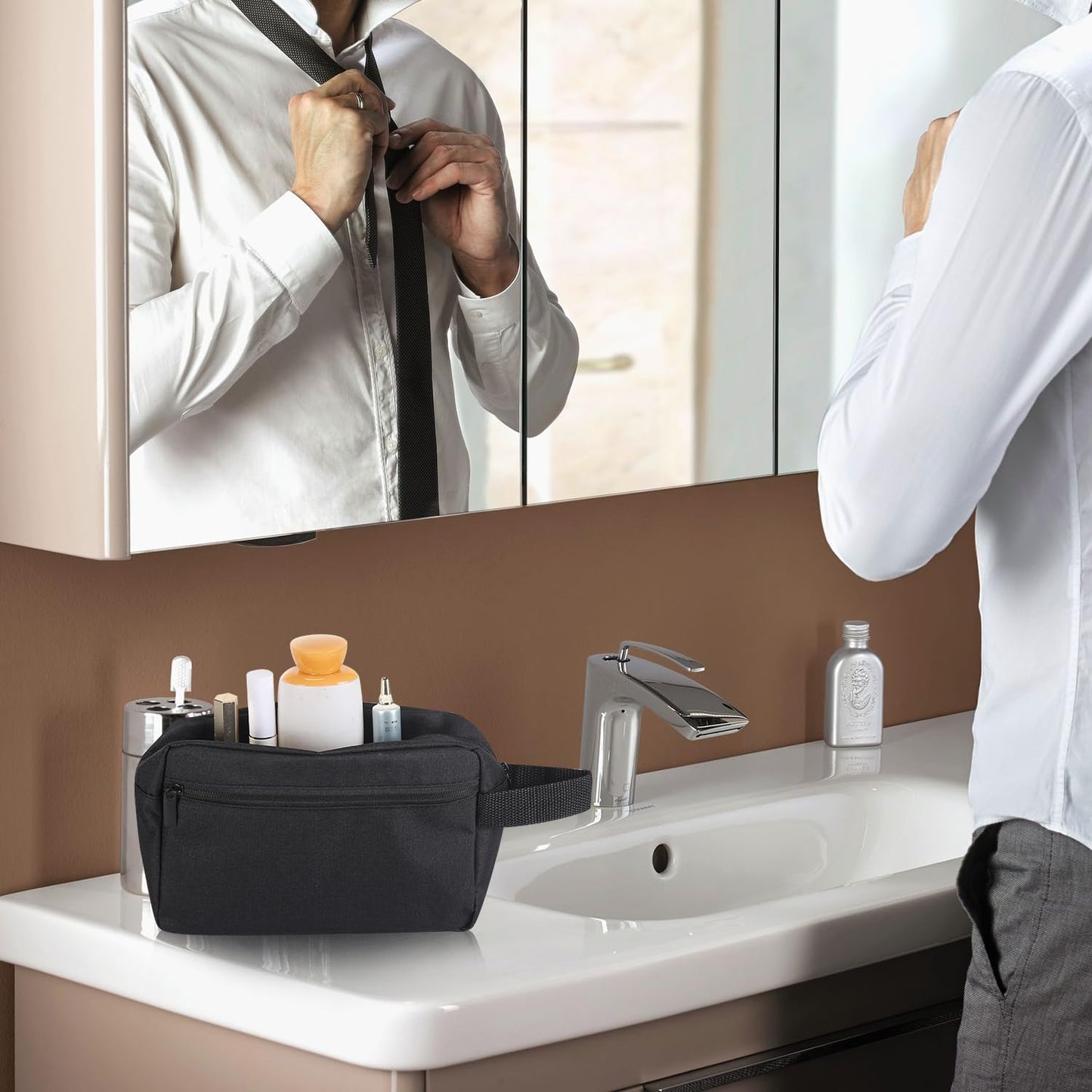 Travel Toiletry Bag - Hanging Cosmetic Organizer for Men & Women | Black Travel Accessory